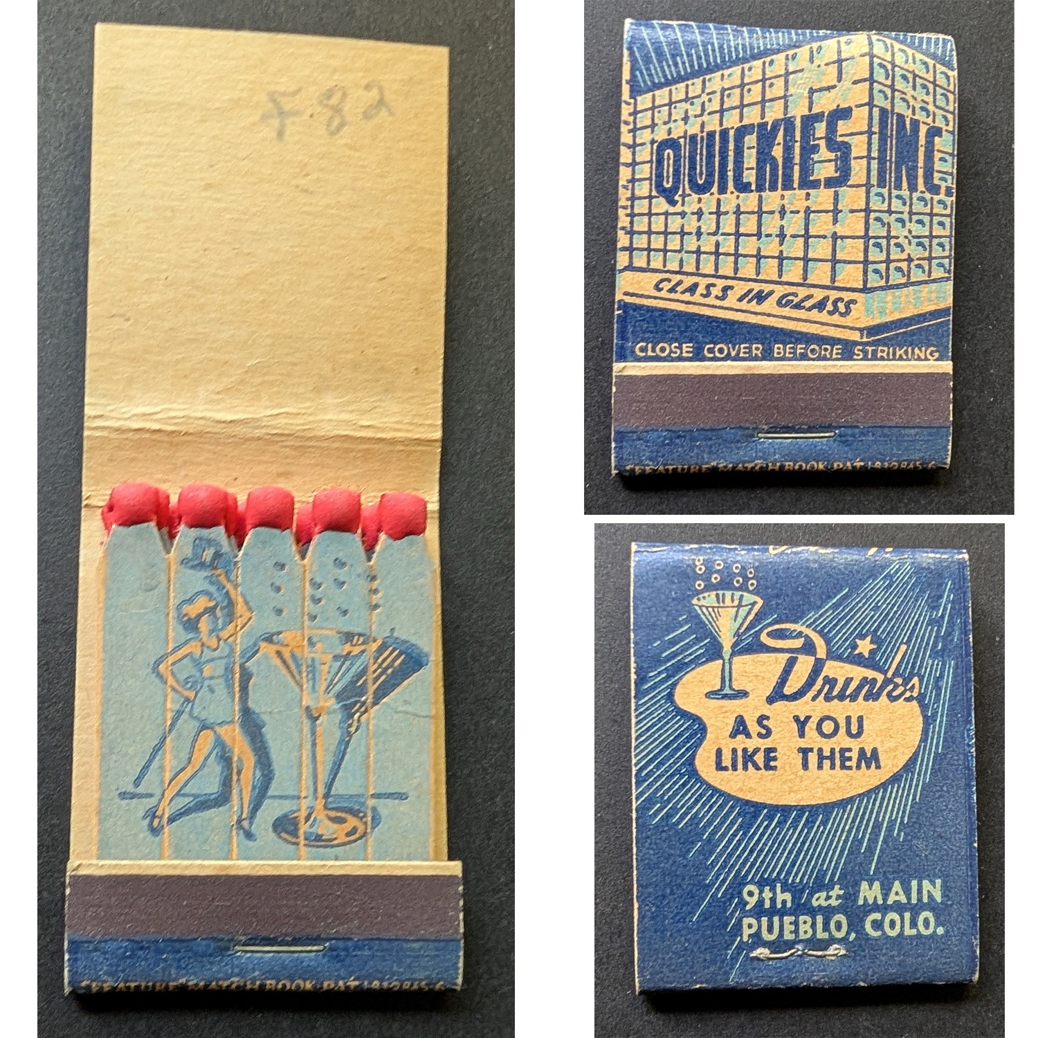 Girlie Feature Matchbook Quickies Inc Pueblo CO Girlie Feature Matchbook Quickies Inc Pueblo CO