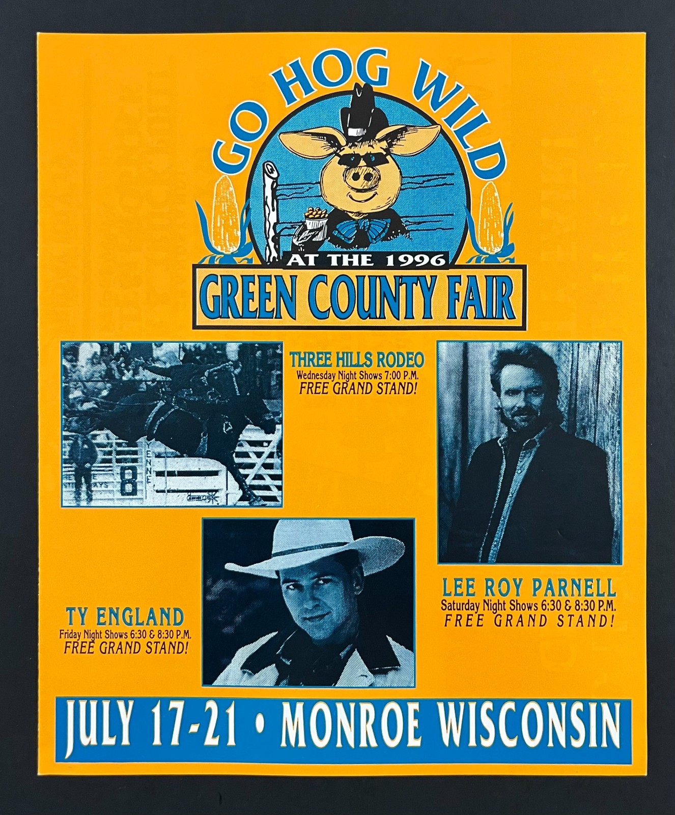 1996 Monroe Wisconsin Green County Fair Rodeo Ty England Music Vintage Brochure 1996 Monroe Wisconsin Green County Fair Rodeo Ty England Music Vintage Brochure