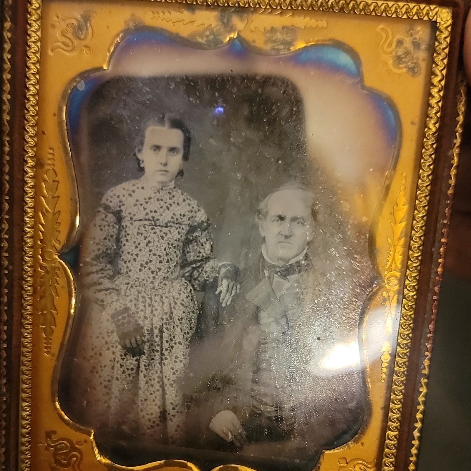 Rare Dated 1853 Daguerreotype Photo 1/4 Quarter Plate Father Daughter Portrait Rare Dated 1853 Daguerreotype Photo 1/4 Quarter Plate Father Daughter Portrait
