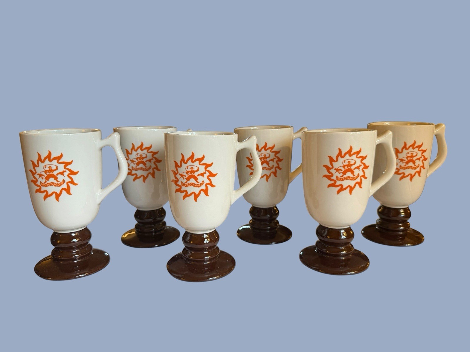 6 Vintage Hall China Pedestal Irish Coffee Mug MCM Bull Fighter Loew’s Hotels