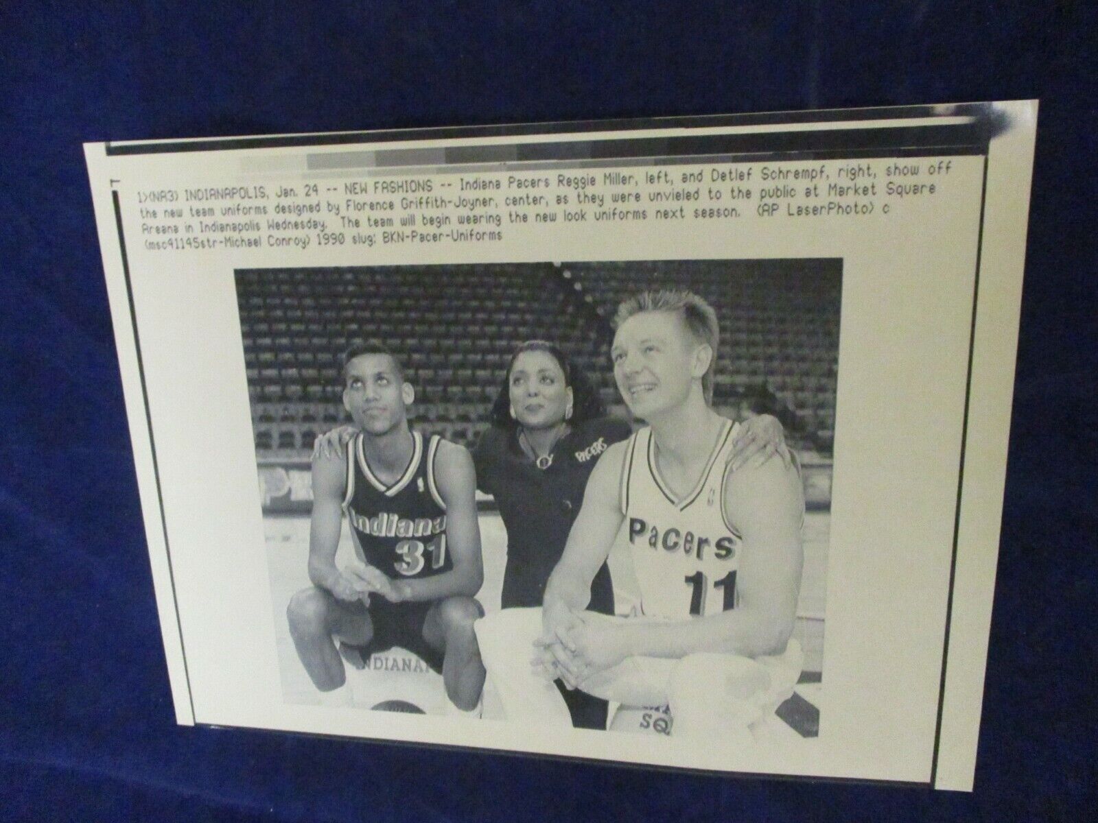 Wire Press Photo 1990 R. Miller D. Schrempf w/Florence Griffith-Joyner Pacers