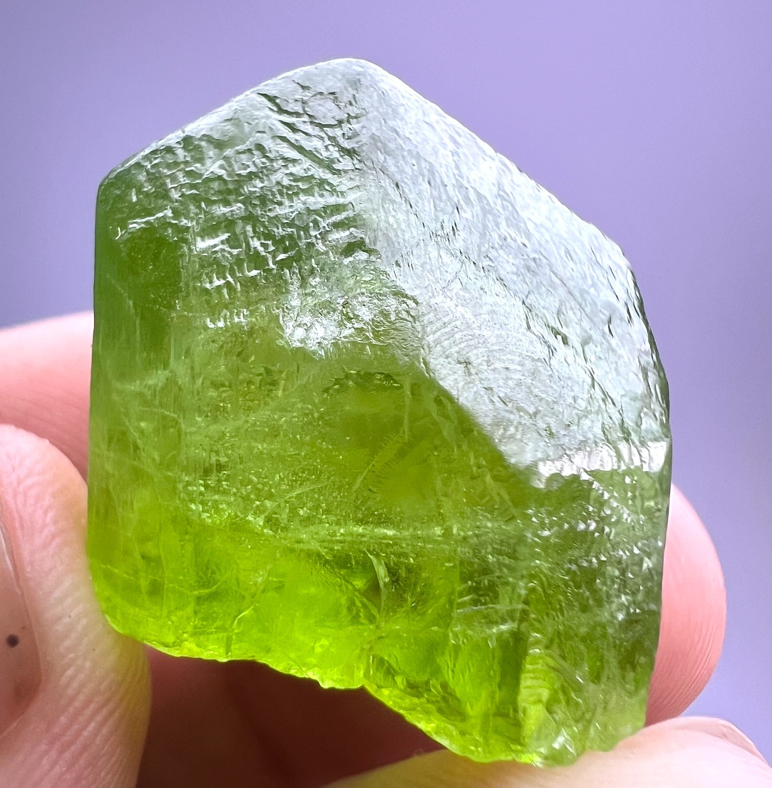 79 CT. Gemmy Full Terminated Top Green Peridot Crystal - KPK, Pakistan