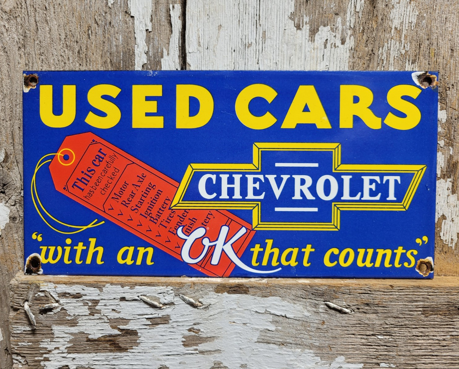 VINTAGE CHEVROLET PORCELAIN SIGN RARE OLD CHEVY CAR TRUCK DEALER SALES GAS OIL VINTAGE CHEVROLET PORCELAIN SIGN RARE OLD CHEVY CAR TRUCK DEALER SALES GAS OIL