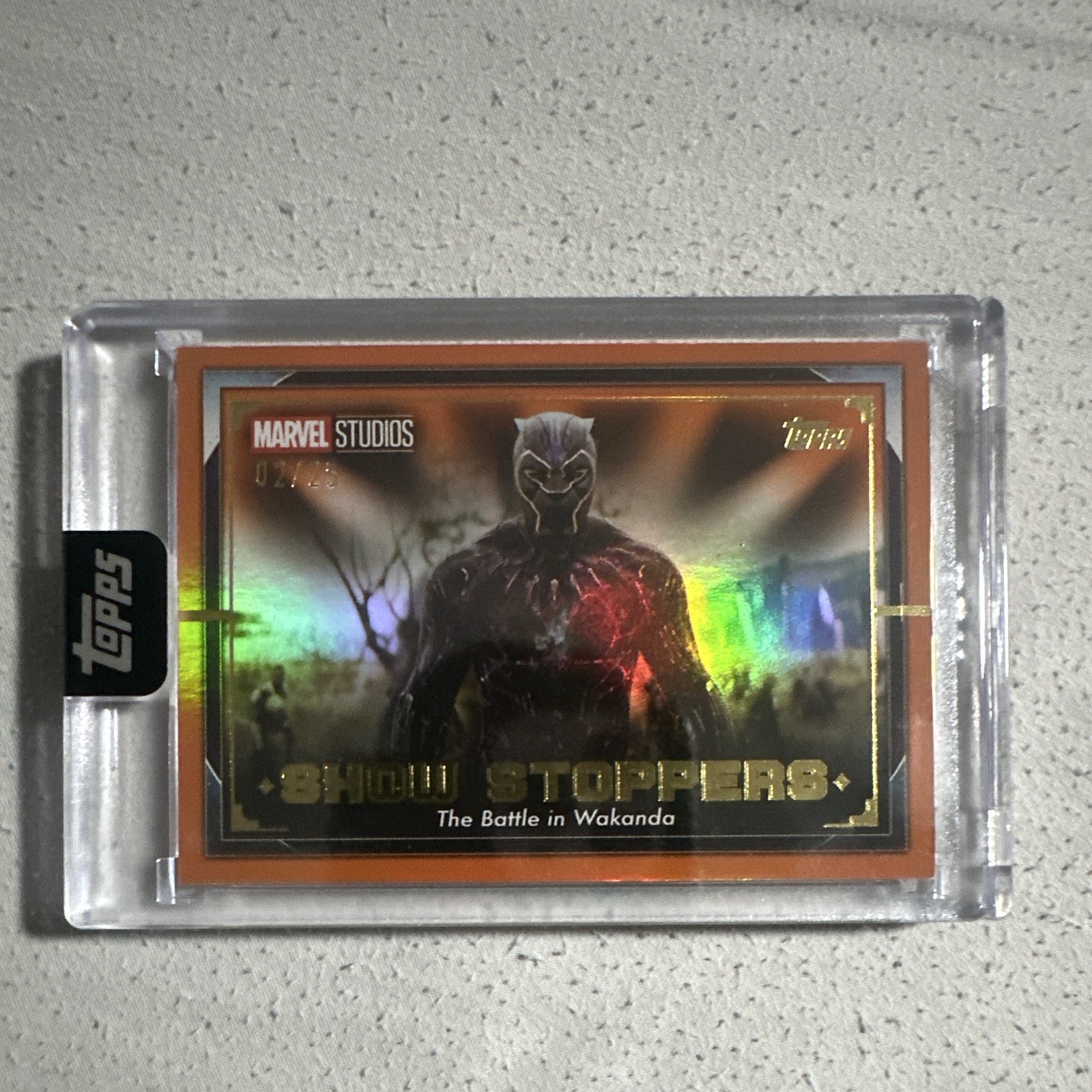 Topps 2025 Marvel Studios Infinity War Showstoppers ST-6 Battle in Wakanda 02/25 Topps 2025 Marvel Studios Infinity War Showstoppers ST-6 Battle in Wakanda 02/25