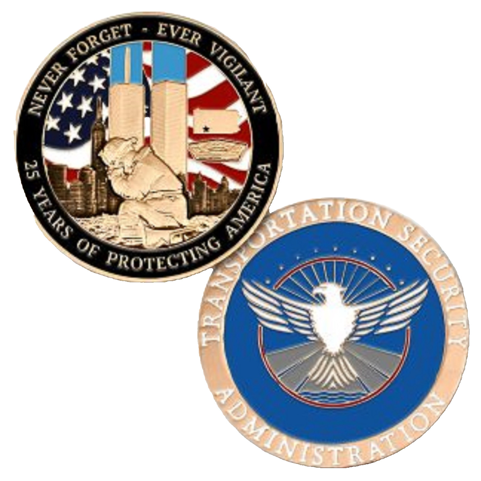 TSA TRANSPORTATION SECURITY ADMINISTRATION 25 YEARS AFTER 9-11 CHALLENGE COIN TSA TRANSPORTATION SECURITY ADMINISTRATION 25 YEARS AFTER 9-11 CHALLENGE COIN