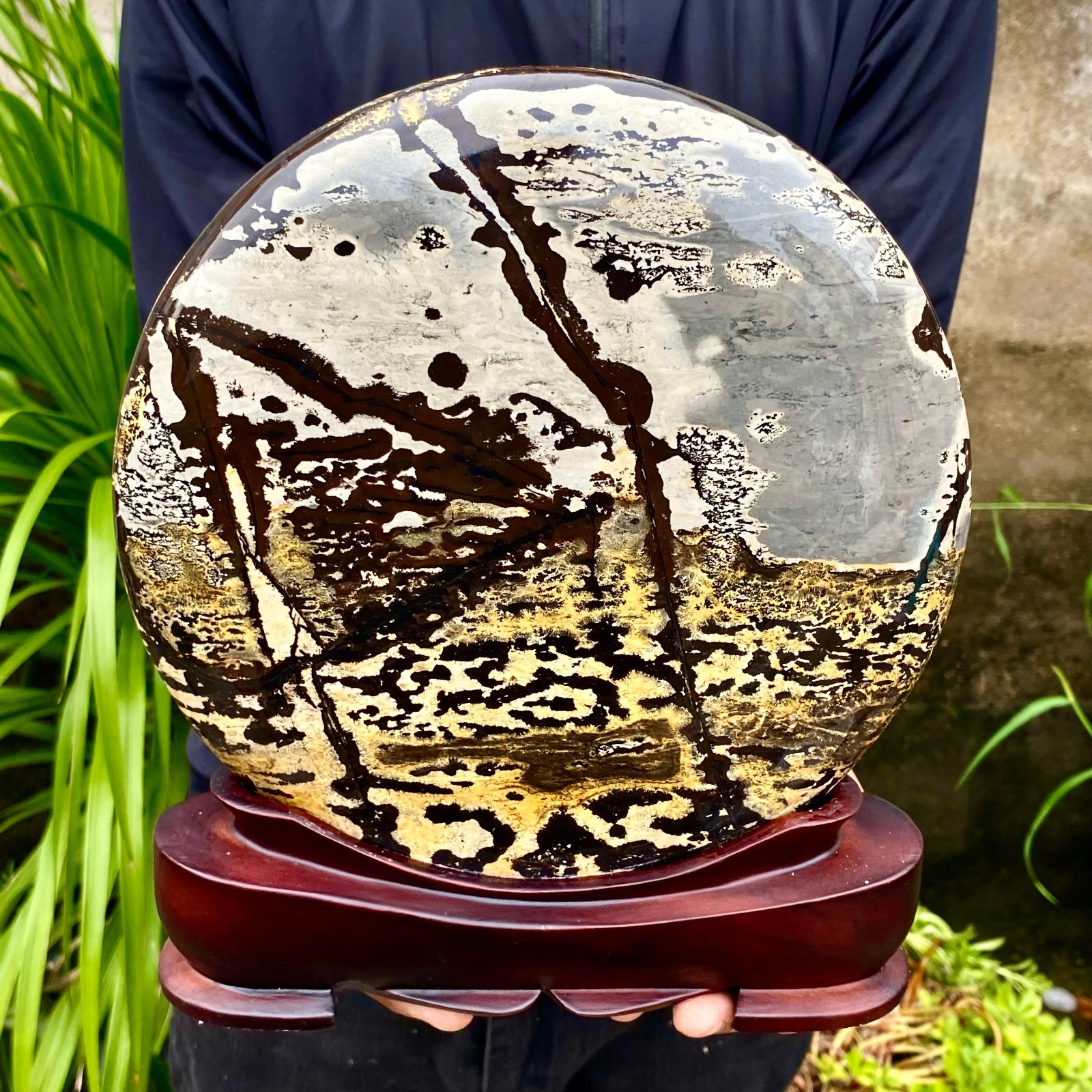 8.66LB Beautiful Natural Chinese Dendritic Limestone Picture Stone Guohua-Rare 8.66LB Beautiful Natural Chinese Dendritic Limestone Picture Stone Guohua-Rare