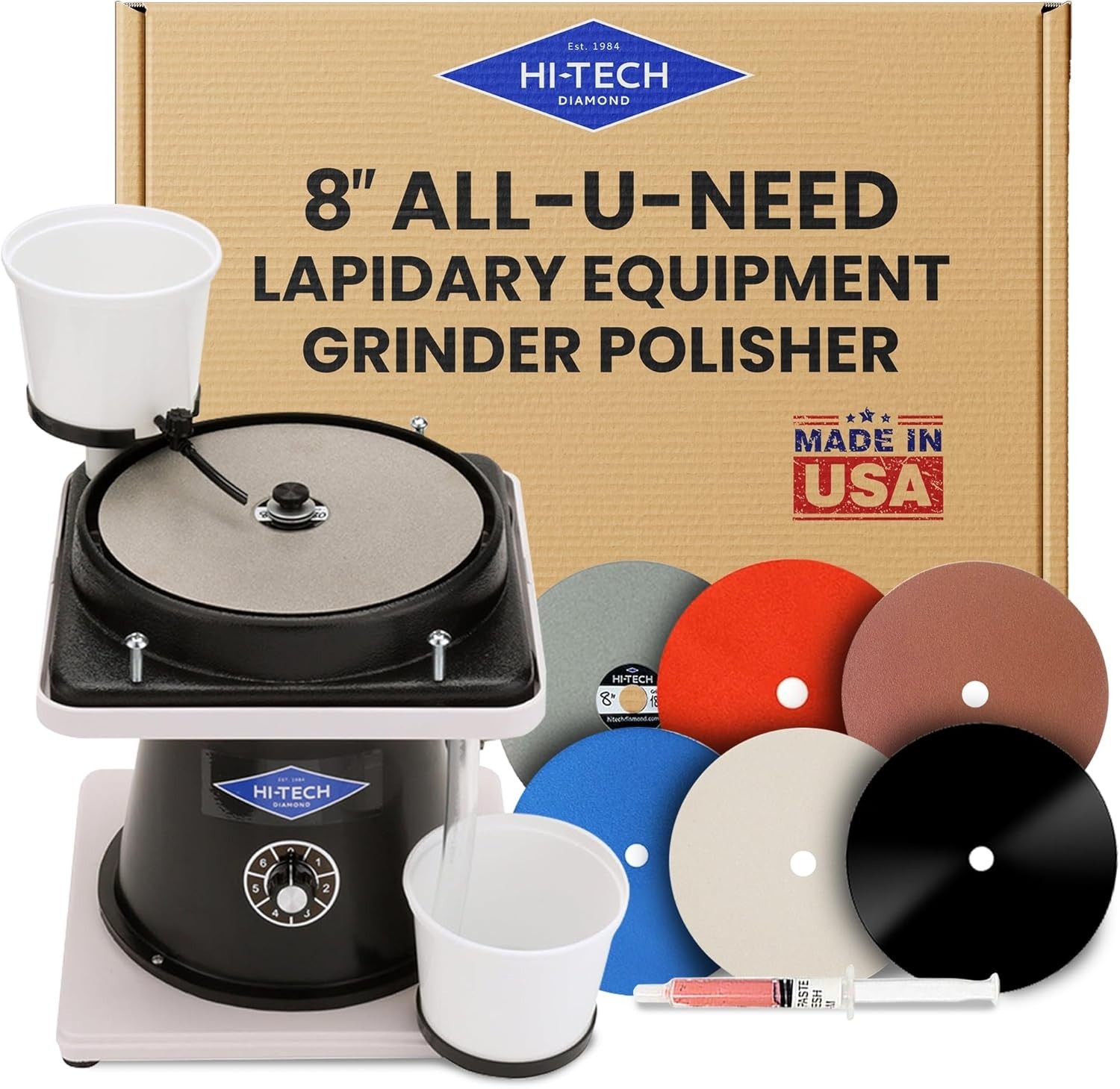 Hi-Tech Diamond 8" All-U-Need | Lapidary Rock Mineral Grinding Polishing Machine Hi-Tech Diamond 8" All-U-Need | Lapidary Rock Mineral Grinding Polishing Machine