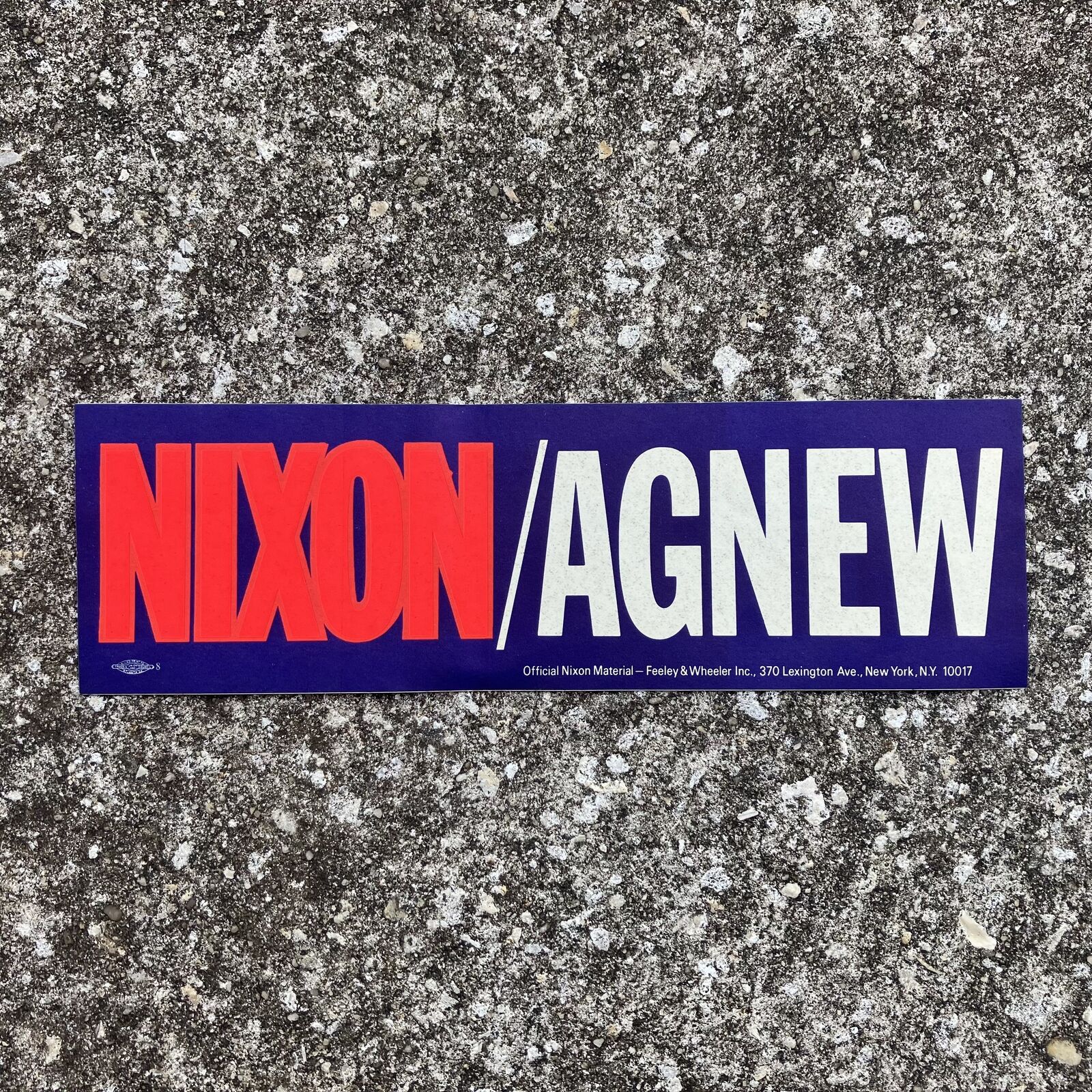 1968 Nixon-Agnew Bumper Sticker Deadstock new condition