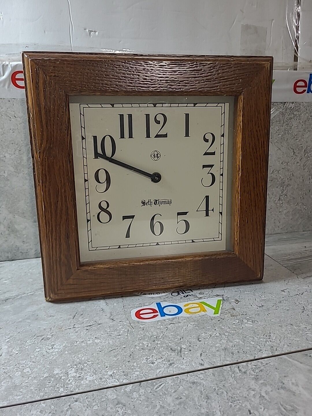 Mcm Seth Thomas Quartz Guardian 11”x11” Square Clock 2565-000 Oak Vtg Rare