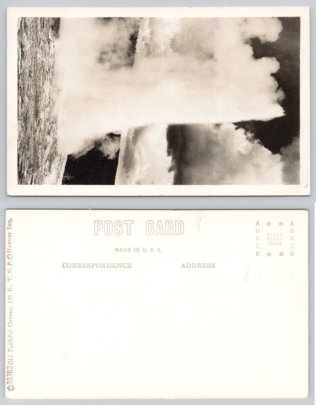 Old Faithful Geyser Yellowstone RPPC Ansco Haynes Inc. Postcard Old Faithful Geyser Yellowstone RPPC Ansco Haynes Inc. Postcard