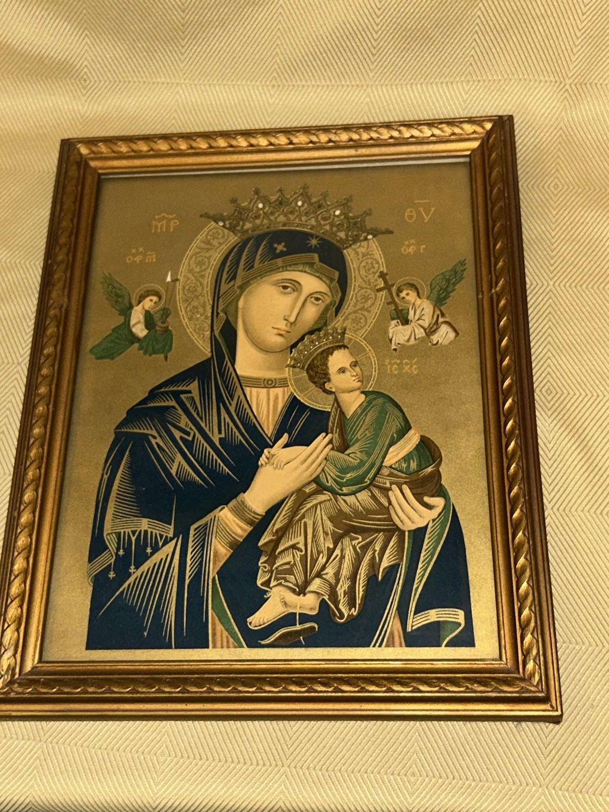 Vintage Our Lady Of Perpetual Help Framed Icon Print Detroit EJ McDevitt Ex++