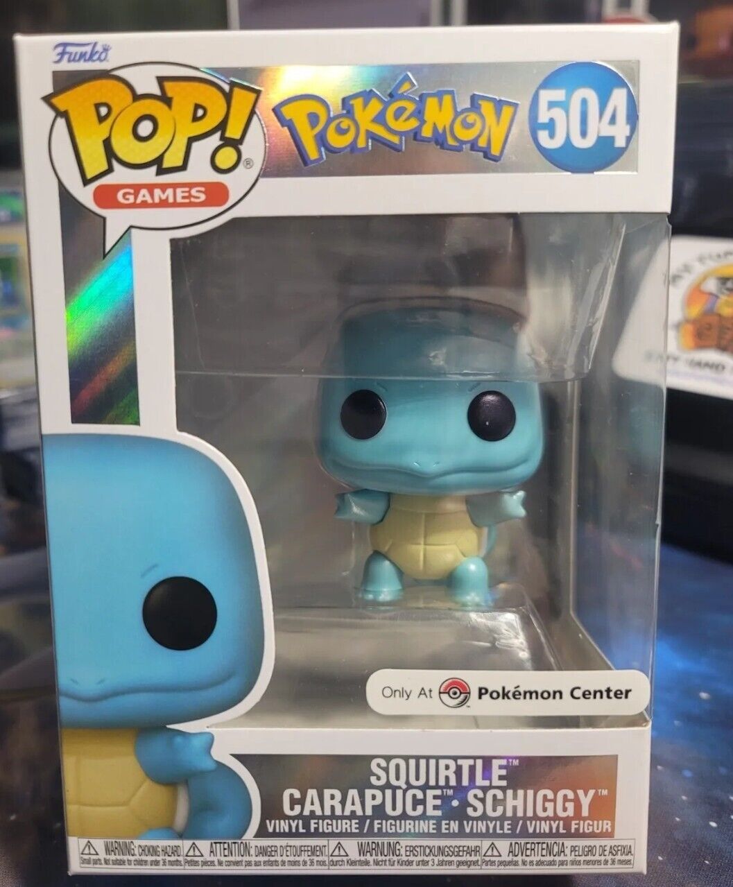 Squirtle #504 Funko Pop Pearlescent Pokemon Center Exclusive, Mint Fast Ship