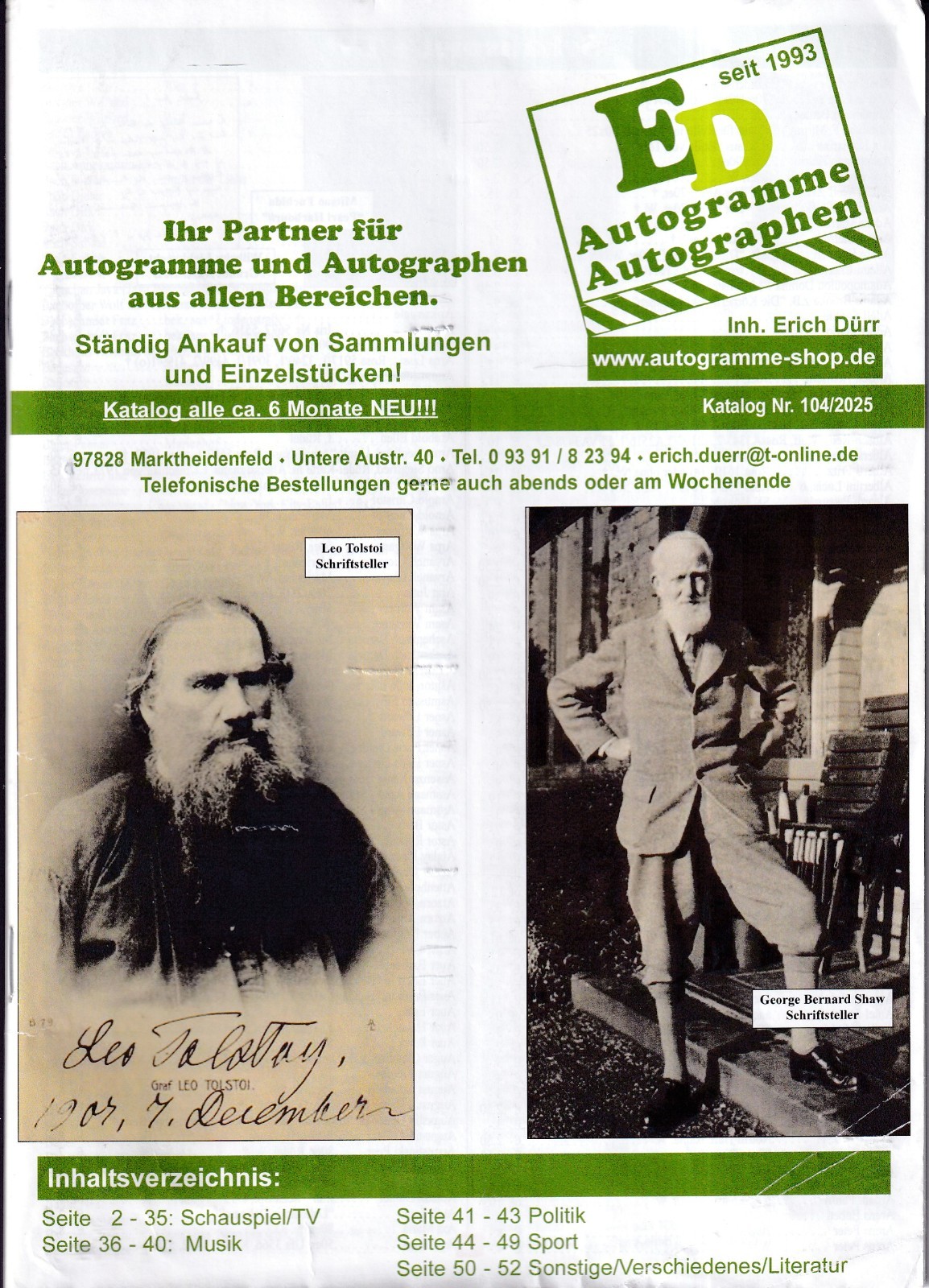 Shipping Costs to USA ED Autogramme