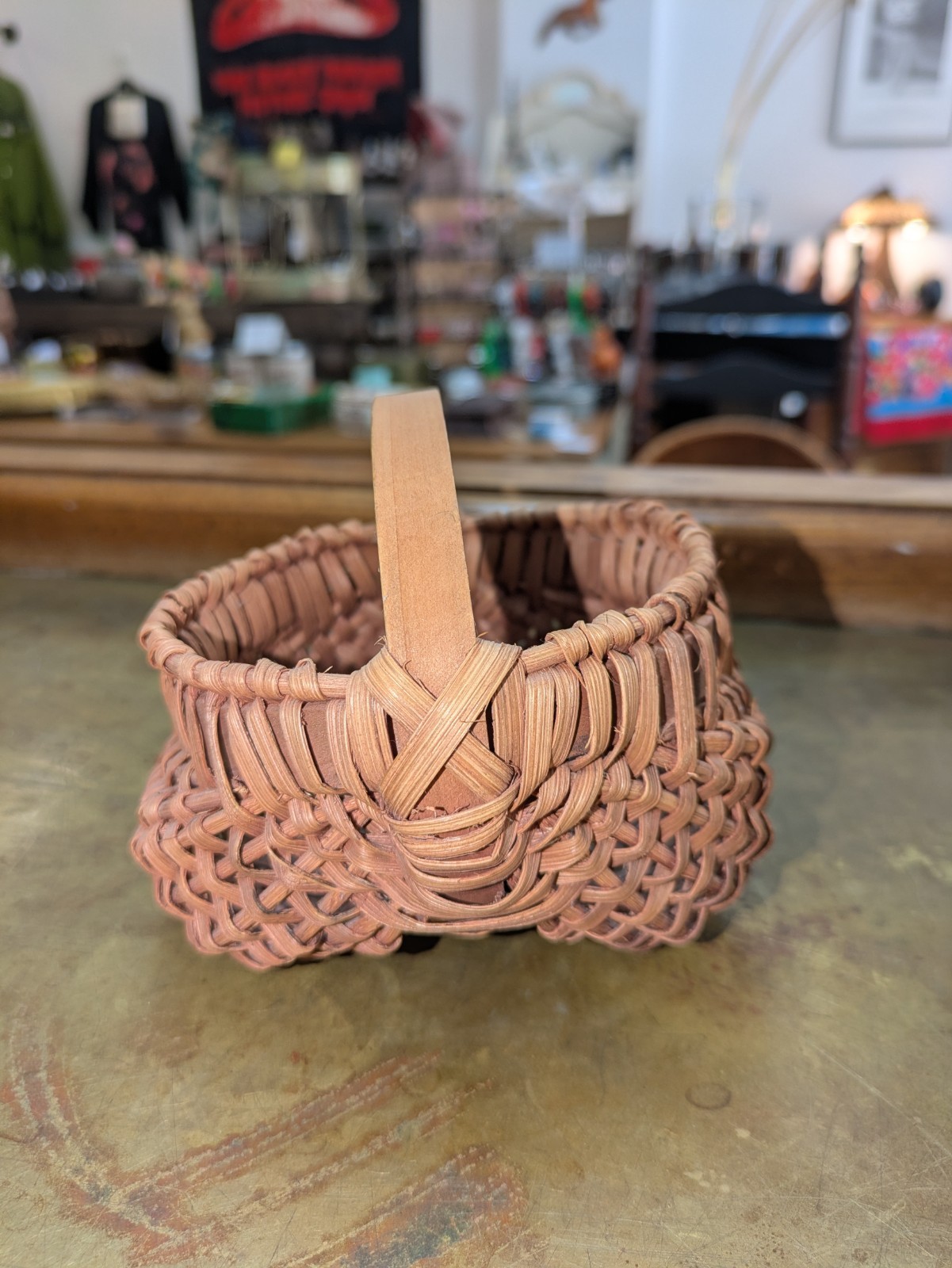 Antique Style Mini Woven Wood Splint Egg Basket Gods Eye Buttocks Appalachian Antique Style Mini Woven Wood Splint Egg Basket Gods Eye Buttocks Appalachian