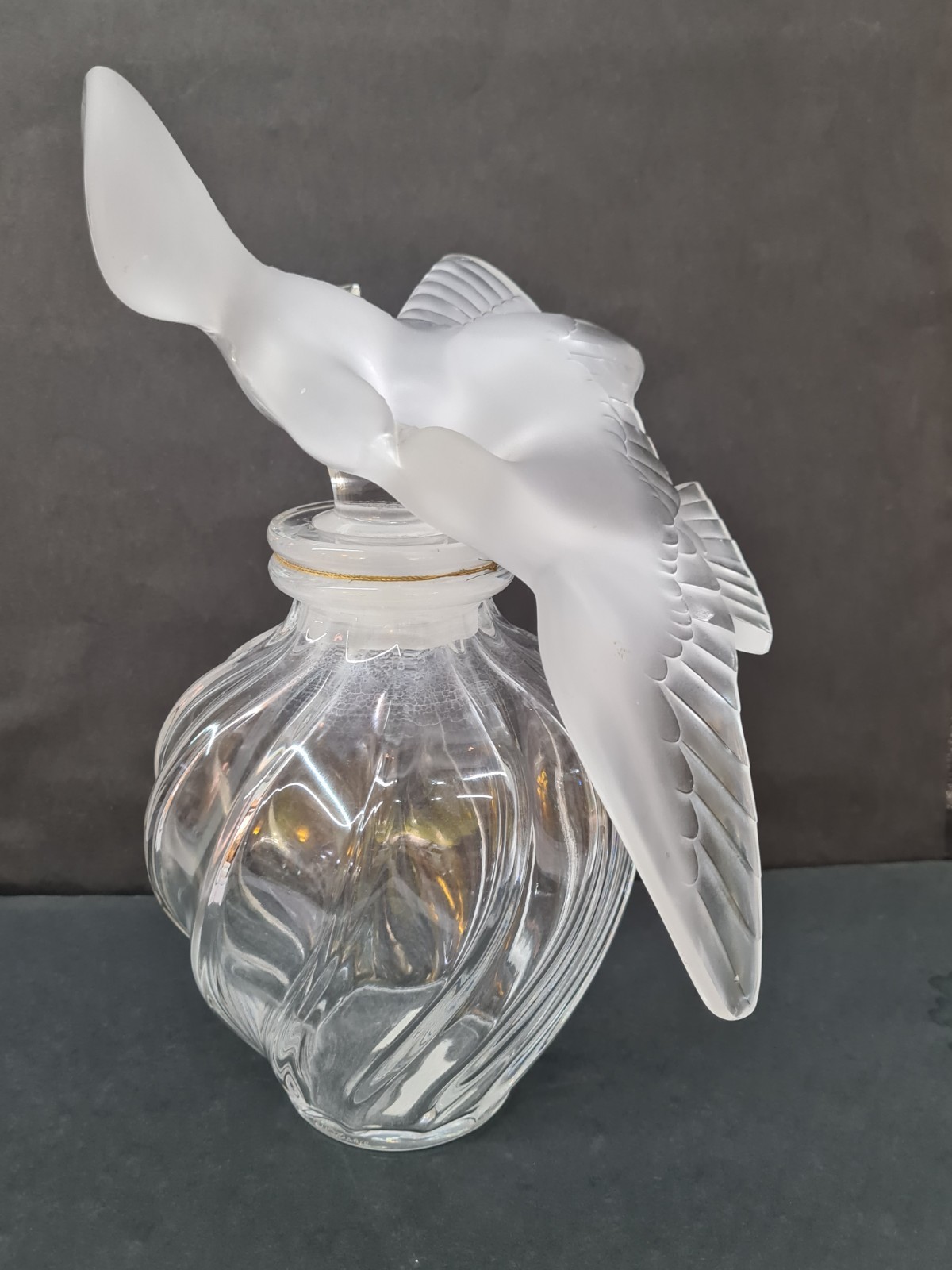 Signed Lalique Nina Ricci L'air Du Temps Two Doves 12"  Display Perfume Bottle