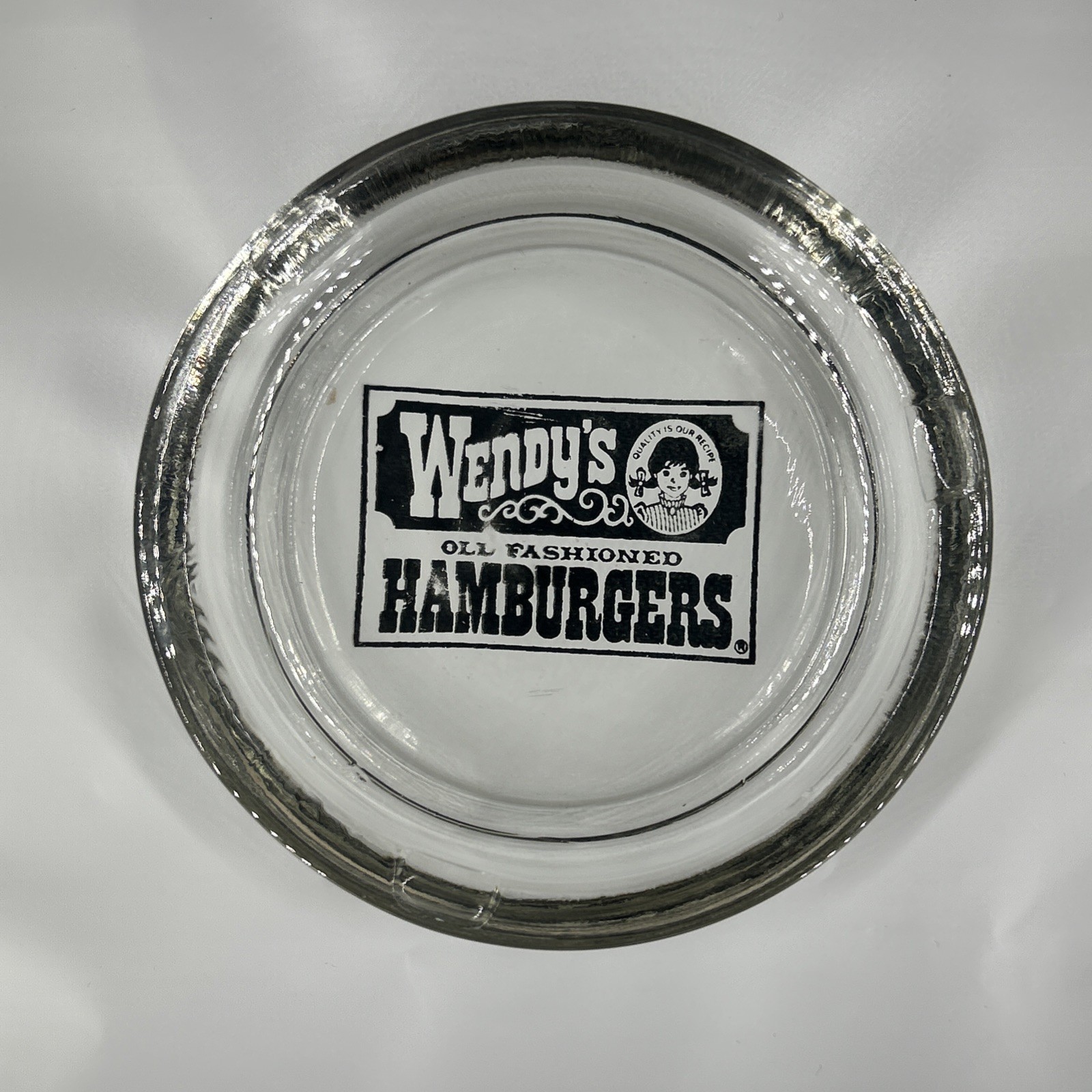Vintage 1972 Wendy's Old Fashion Hamburgers Restaurant Glass Ashtray 4” Diameter Vintage 1972 Wendy's Old Fashion Hamburgers Restaurant Glass Ashtray 4” Diameter