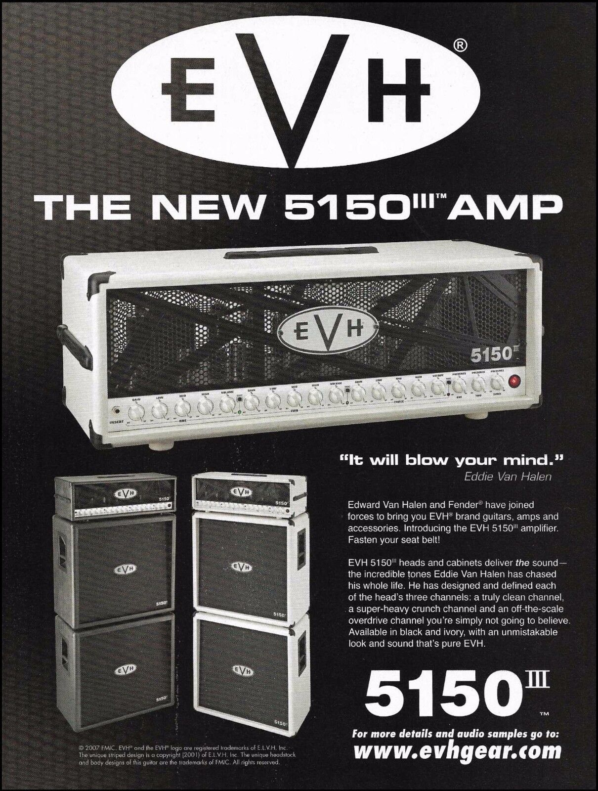 Eddie Van Halen EVH 5150 III guitar amp 2007 advertisement 8 x 11 ad print