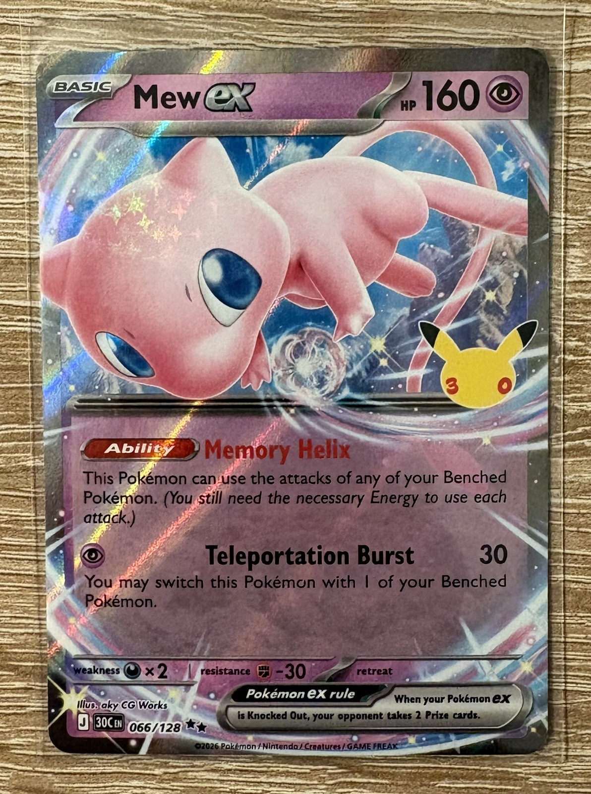 Pokemon Mew ex 066/128 IDouble Rare ME: 30th Celebration English Pokemon Mew ex 066/128 IDouble Rare ME: 30th Celebration English
