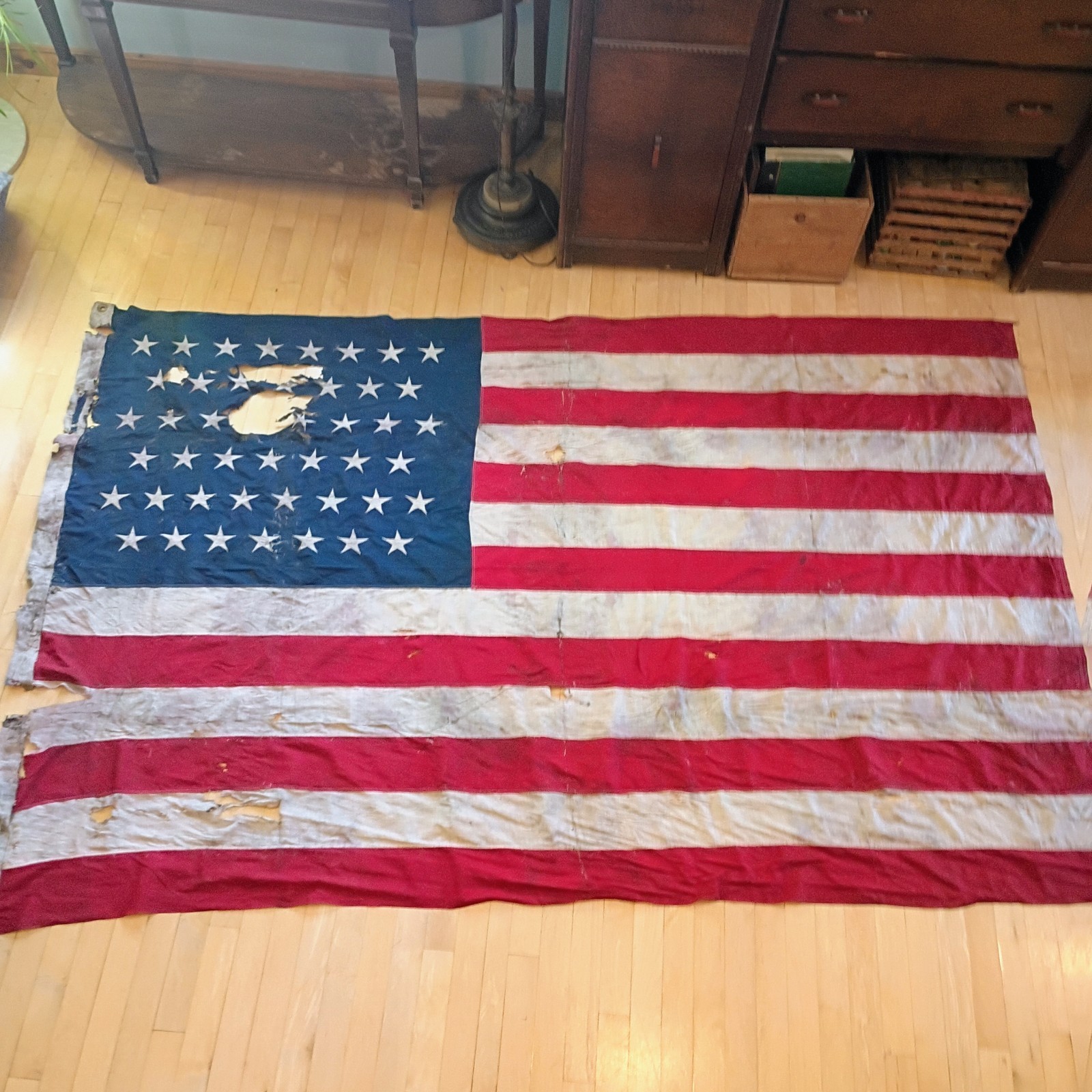 Antique Pre 1908 Big 7.5x5 Foot U.S. American Flag 45 Stars 1896-1908 Antique Pre 1908 Big 7.5x5 Foot U.S. American Flag 45 Stars 1896-1908