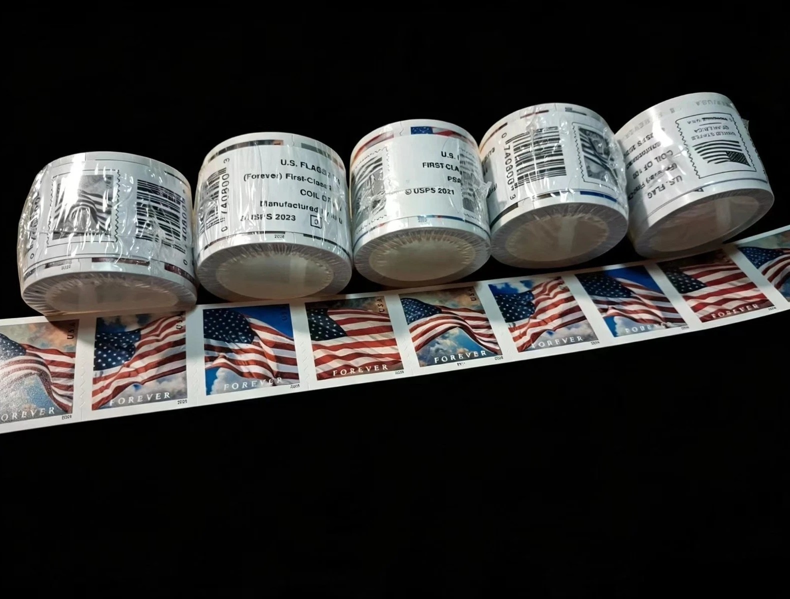 5 Roll Of 100 2024 U.S. Flag First Class US Postage Stamps
