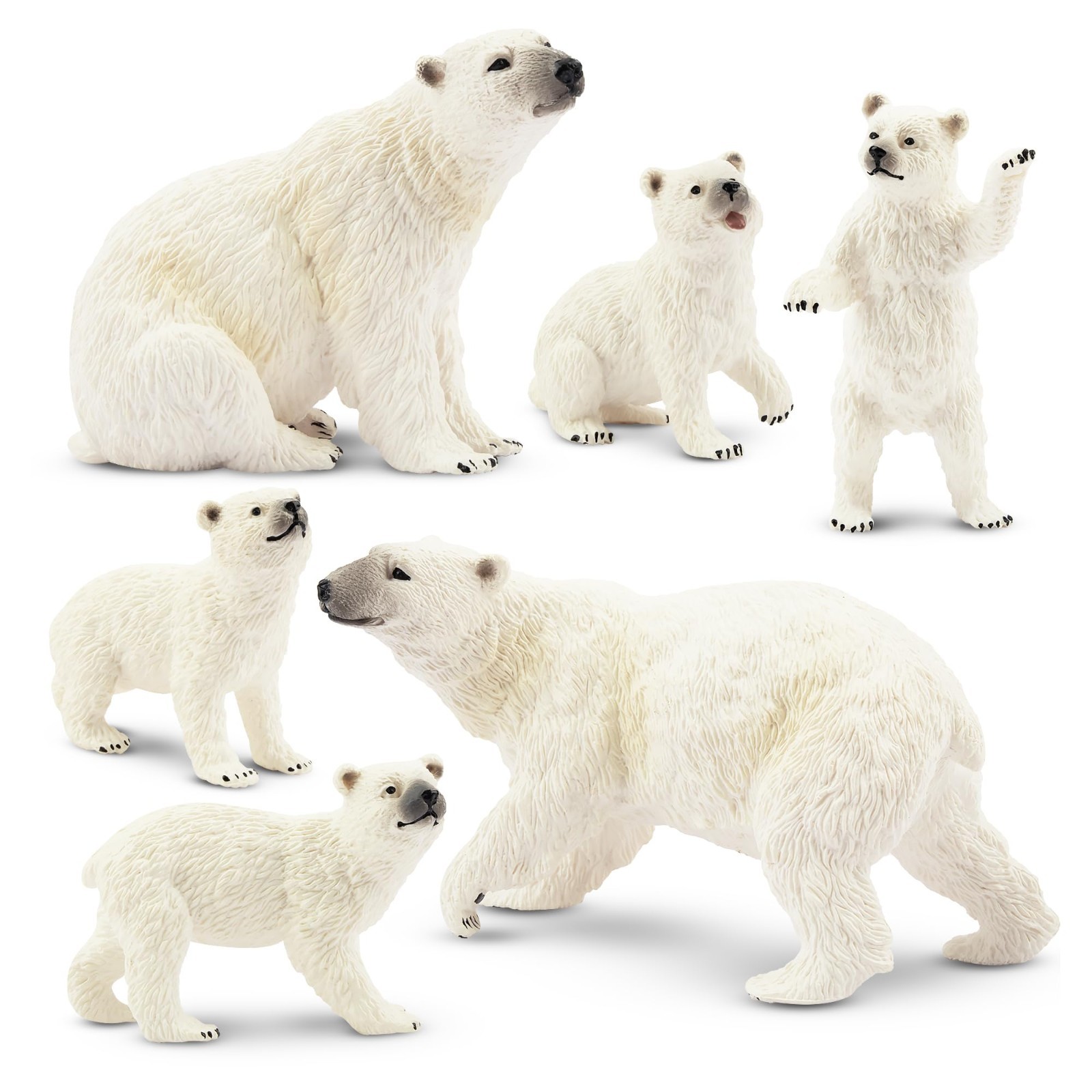 Toymany 6PCS Polar Bear Figurines Toy with Polar Bear Cub 2-4" Realistic Plastic Toymany 6PCS Polar Bear Figurines Toy with Polar Bear Cub 2-4" Realistic Plastic