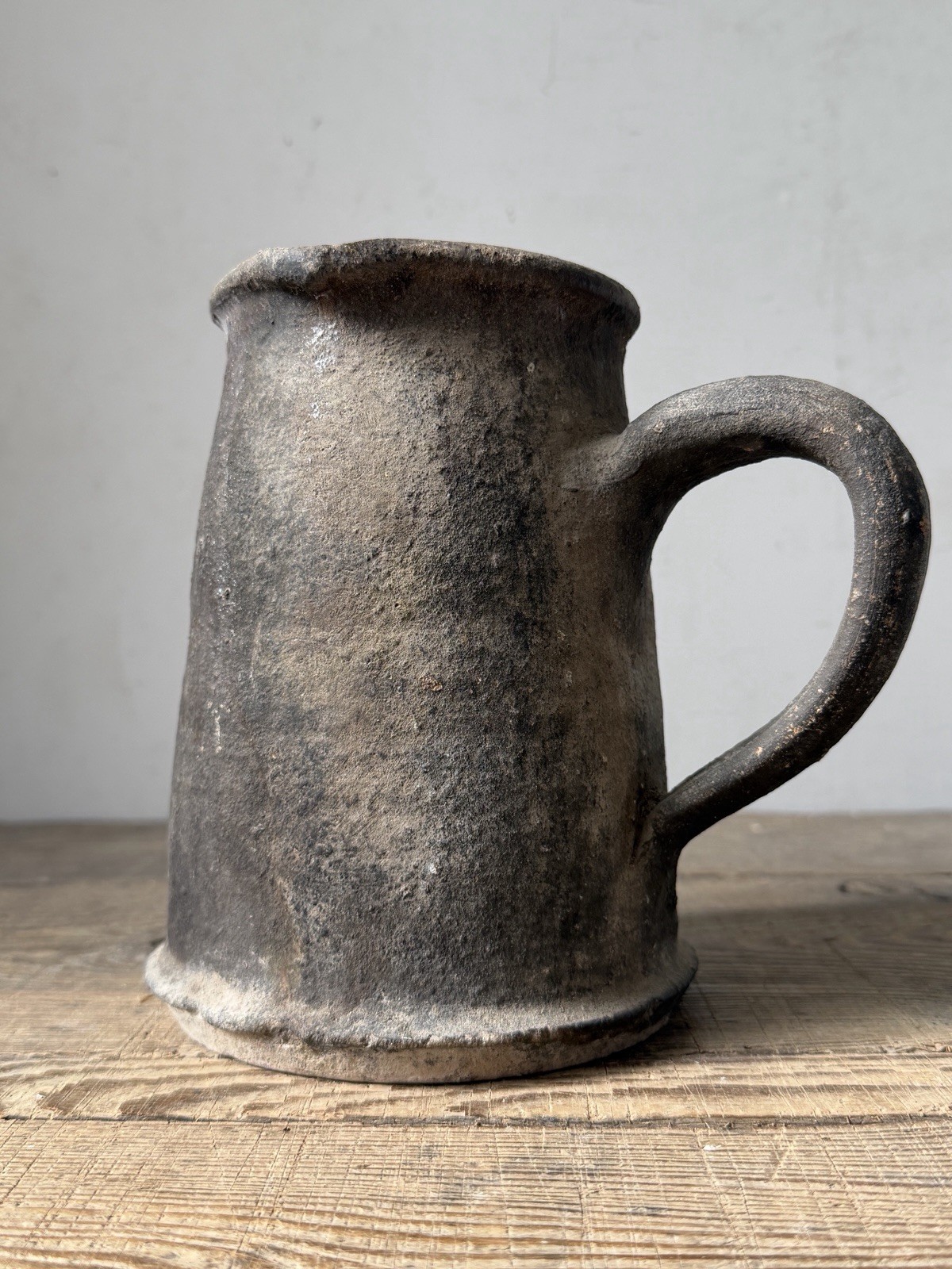 Unusual Antique French Jug /Pitcher. 19th Century-c1900. Dark Grey Clay & Glaze