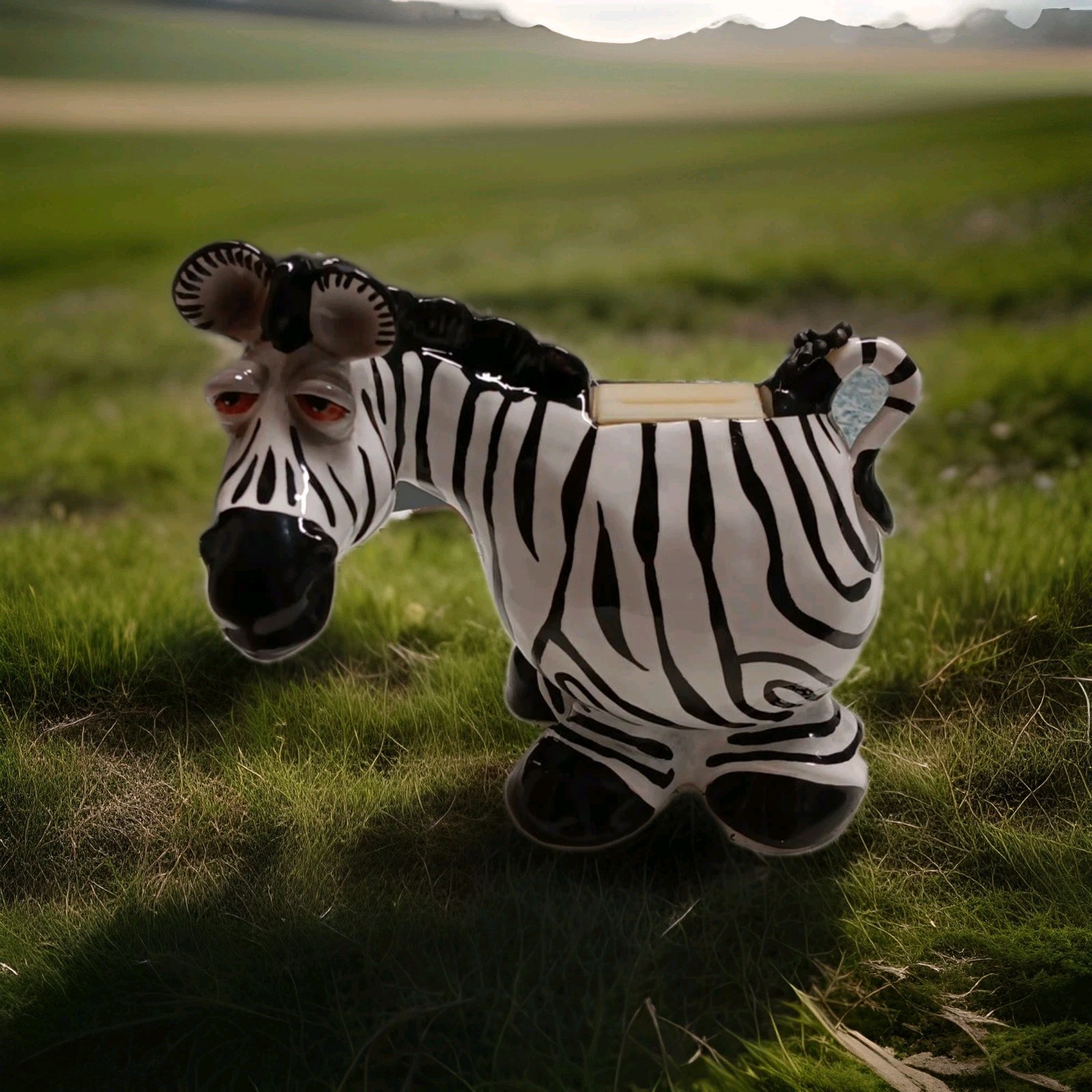 Russ Kookie Kritters Talking Zebra Bank Vintage Signed Ceramic Whimsical Animal