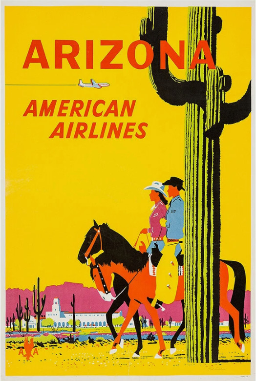 Arizona American Airlines Vintage Travel Advertisement Poster Arizona American Airlines Vintage Travel Advertisement Poster