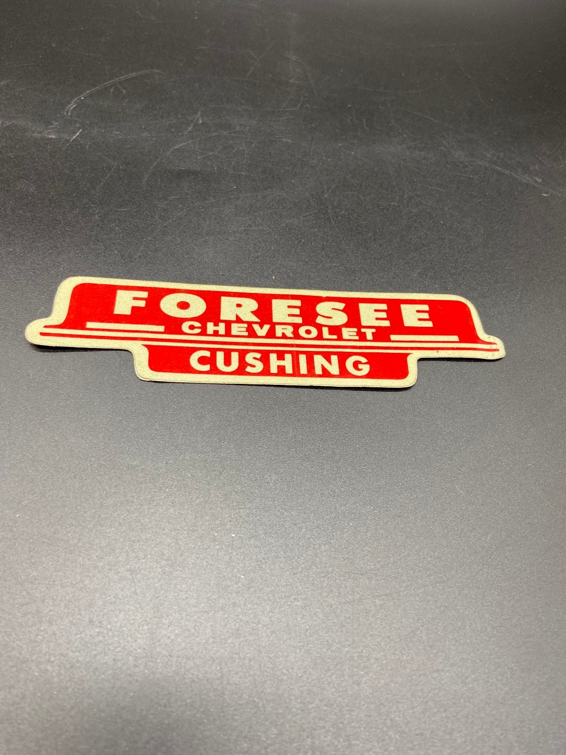 Vintage FORESEE CHEVROLET CUSHING OKLAHOMA Dealer Decal Sticker Original