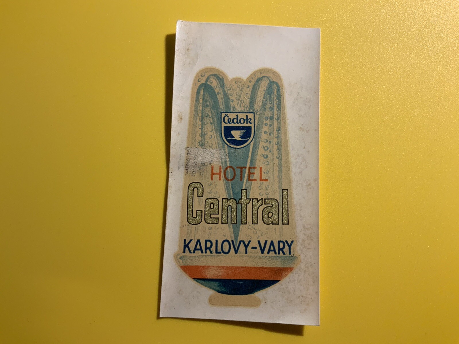 Hotel Central Karlovy-Vary Czechoslovakia Vintage Window Luggage Decal Label Hotel Central Karlovy-Vary Czechoslovakia Vintage Window Luggage Decal Label