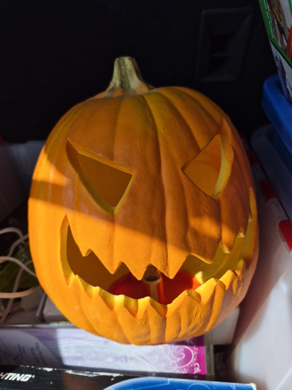 Vintage 1995 Trendmasters Light Up Jack O Lantern Pumpkin Halloween Foam Working