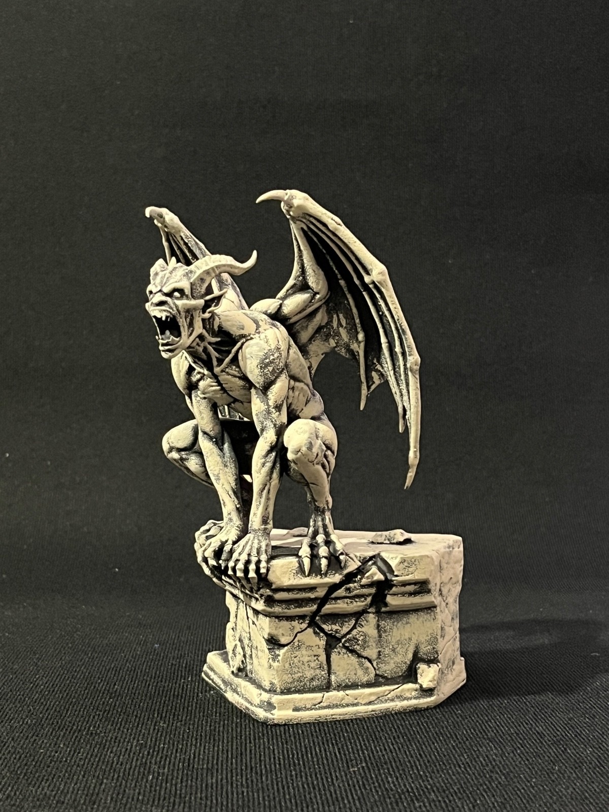 Gothic Winged Gargoyle Figurine Statue Stone Gray 8" Tall