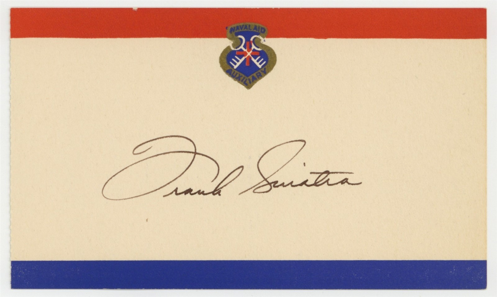 Frank Sinatra Hand Signed 1940 Naval Aid Auxiliary Card Blue Eyes USN J115027 Frank Sinatra Hand Signed 1940 Naval Aid Auxiliary Card Blue Eyes USN J115027