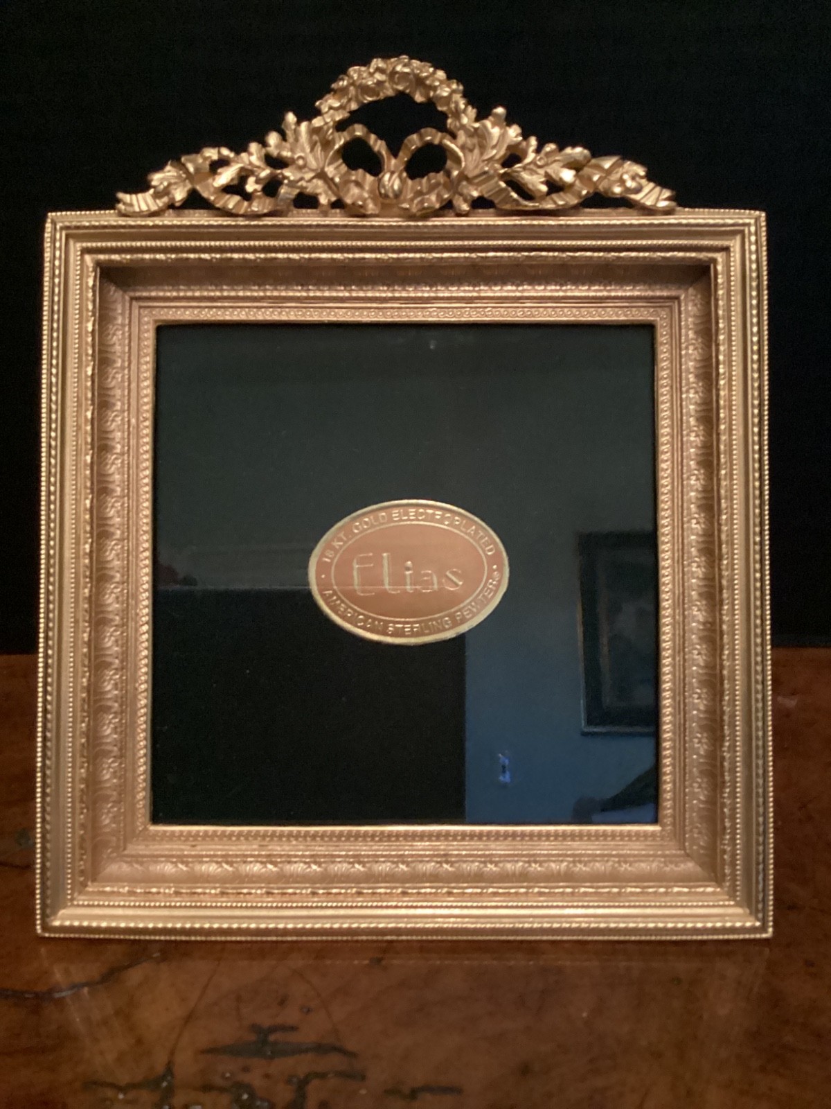 Vintage Elias Fine Pewter Picture Frame 18kt Gold Electroplated Velvet Green Vintage Elias Fine Pewter Picture Frame 18kt Gold Electroplated Velvet Green