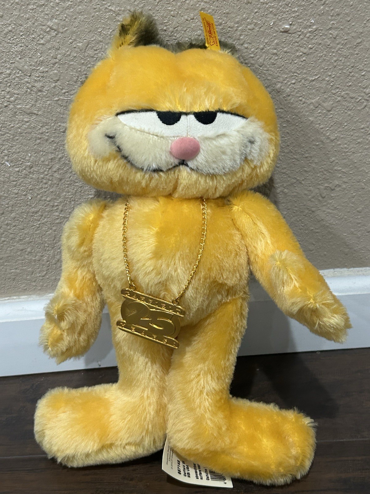 14" Steiff Garfield Tag By Danbury Mint 25 Years Necklace Mohair Jointed 2003 14" Steiff Garfield Tag By Danbury Mint 25 Years Necklace Mohair Jointed 2003