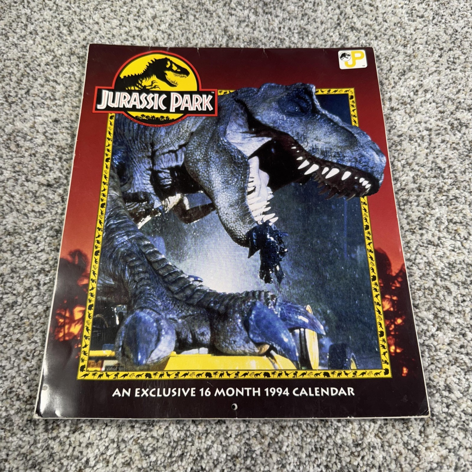 Vintage 1994 Jurassic Park 16 Month Wall Calendar Dinosaur Movie Graphics USA