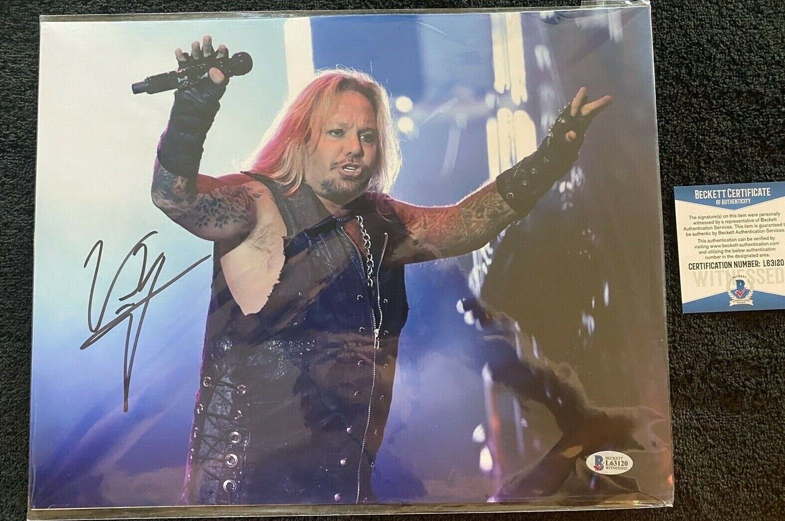 Beckett BGS WITNESSED - Vince Neil Autograph Signed Motley Crue 11x14 PHOTO
