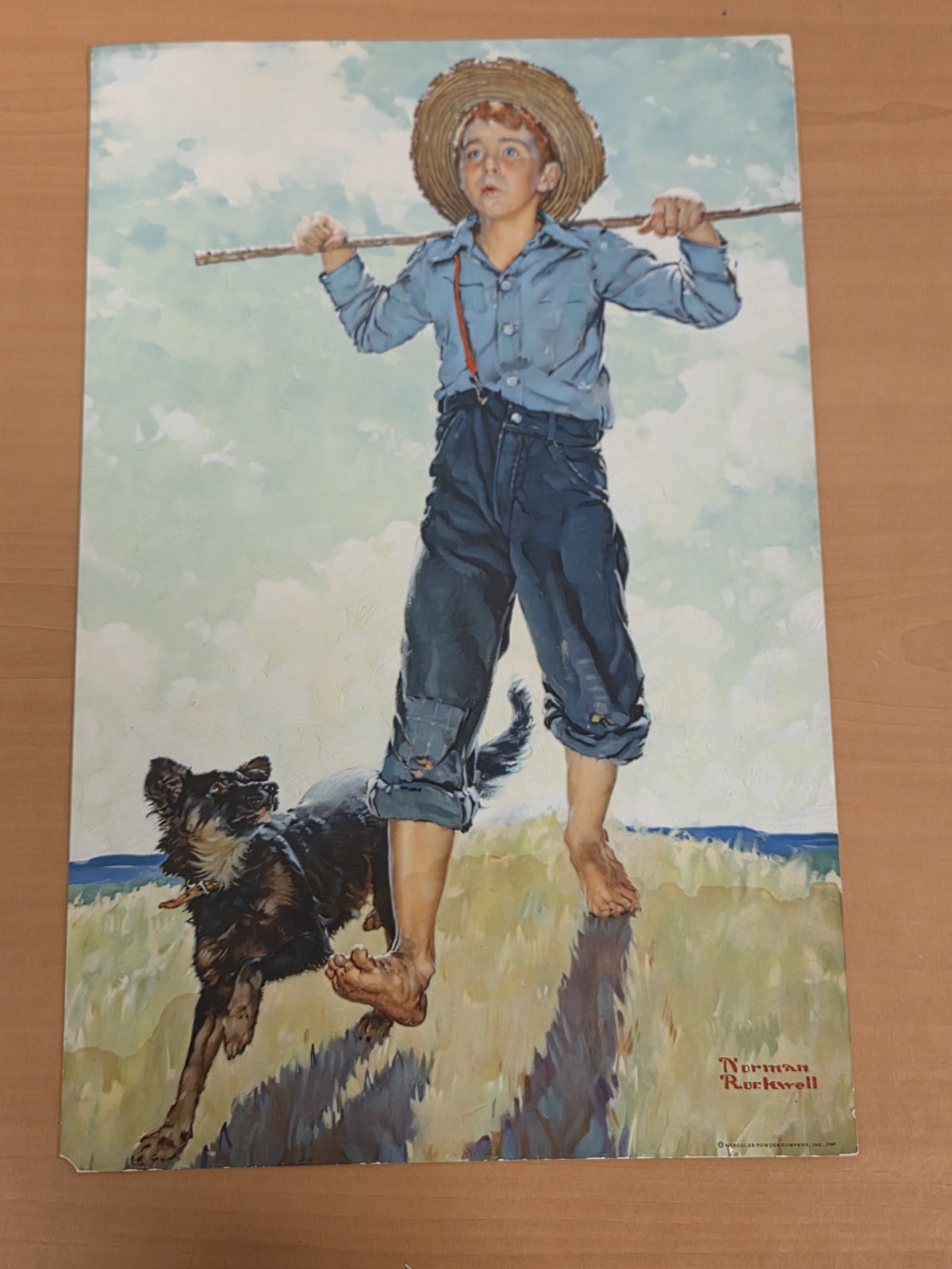1940 Norman Rockwell Boy & Dog Hercules Powder Co Original Calendar Print 1940 Norman Rockwell Boy & Dog Hercules Powder Co Original Calendar Print