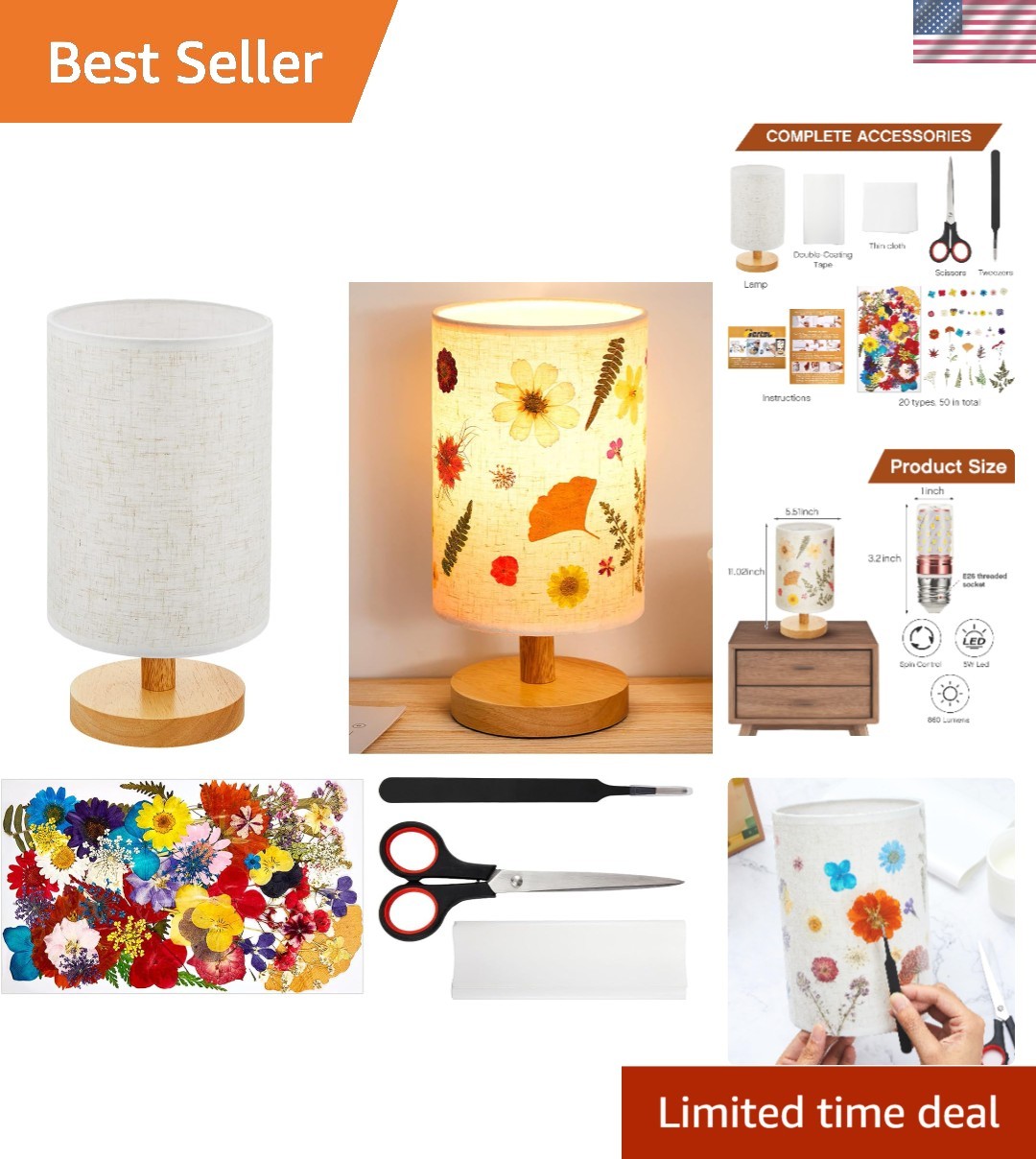 Press Flower Decorative Lamp - Unique DIY Style with Warm Adjustable Lighting Press Flower Decorative Lamp - Unique DIY Style with Warm Adjustable Lighting