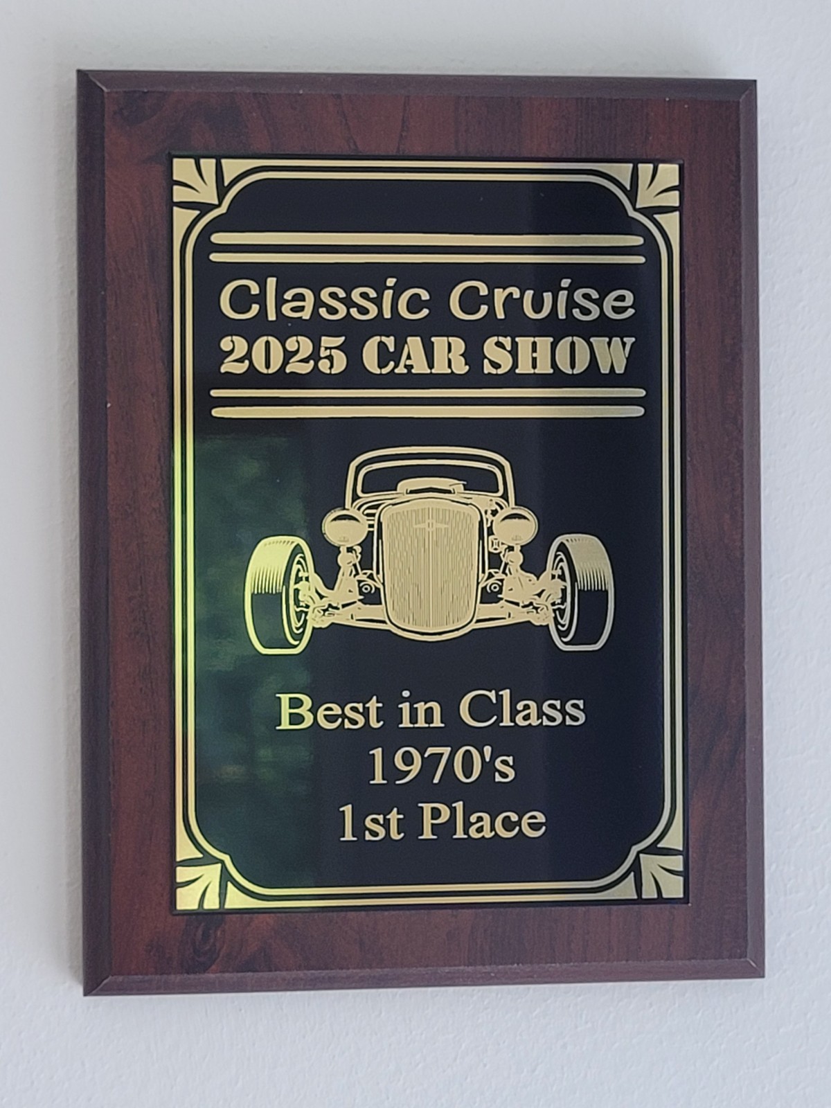 Car Show 6x8 Customizable Plaque Trophy Award, classic car, dash plaque, vintage