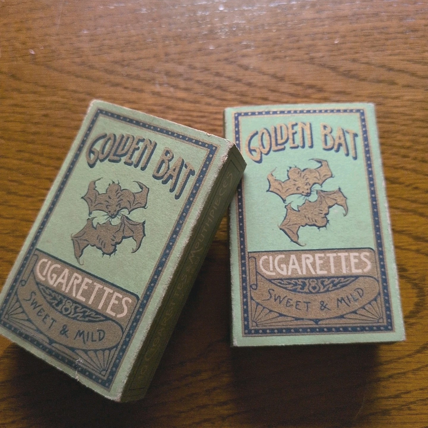 Golden Bat Prewar 1930s Cigarette Empty Boxes Set of 2 Antique Japan