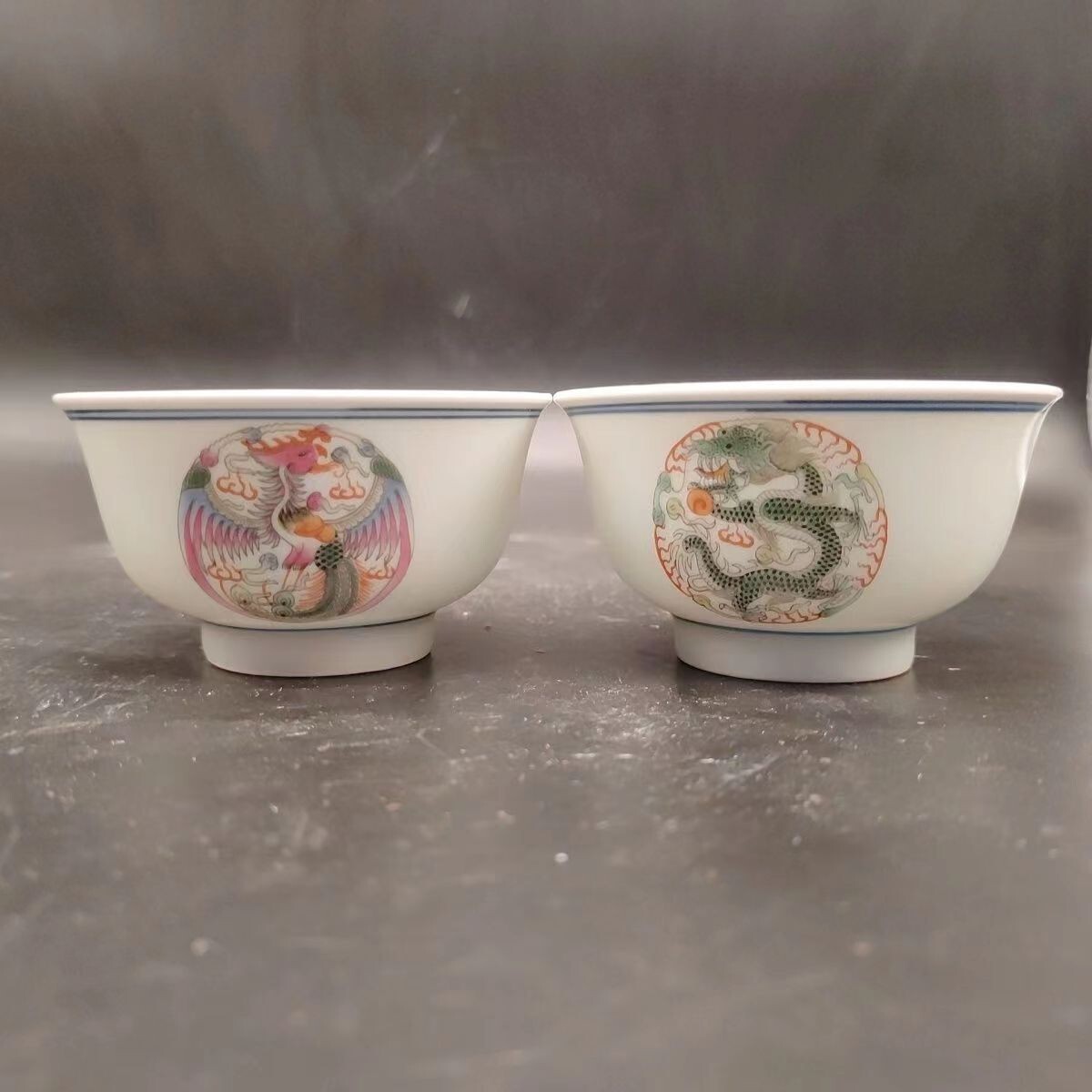 Vintage Chinese Famille Rose Porcelain Dragon and phoenix Tea Cup Vintage Chinese Famille Rose Porcelain Dragon and phoenix Tea Cup