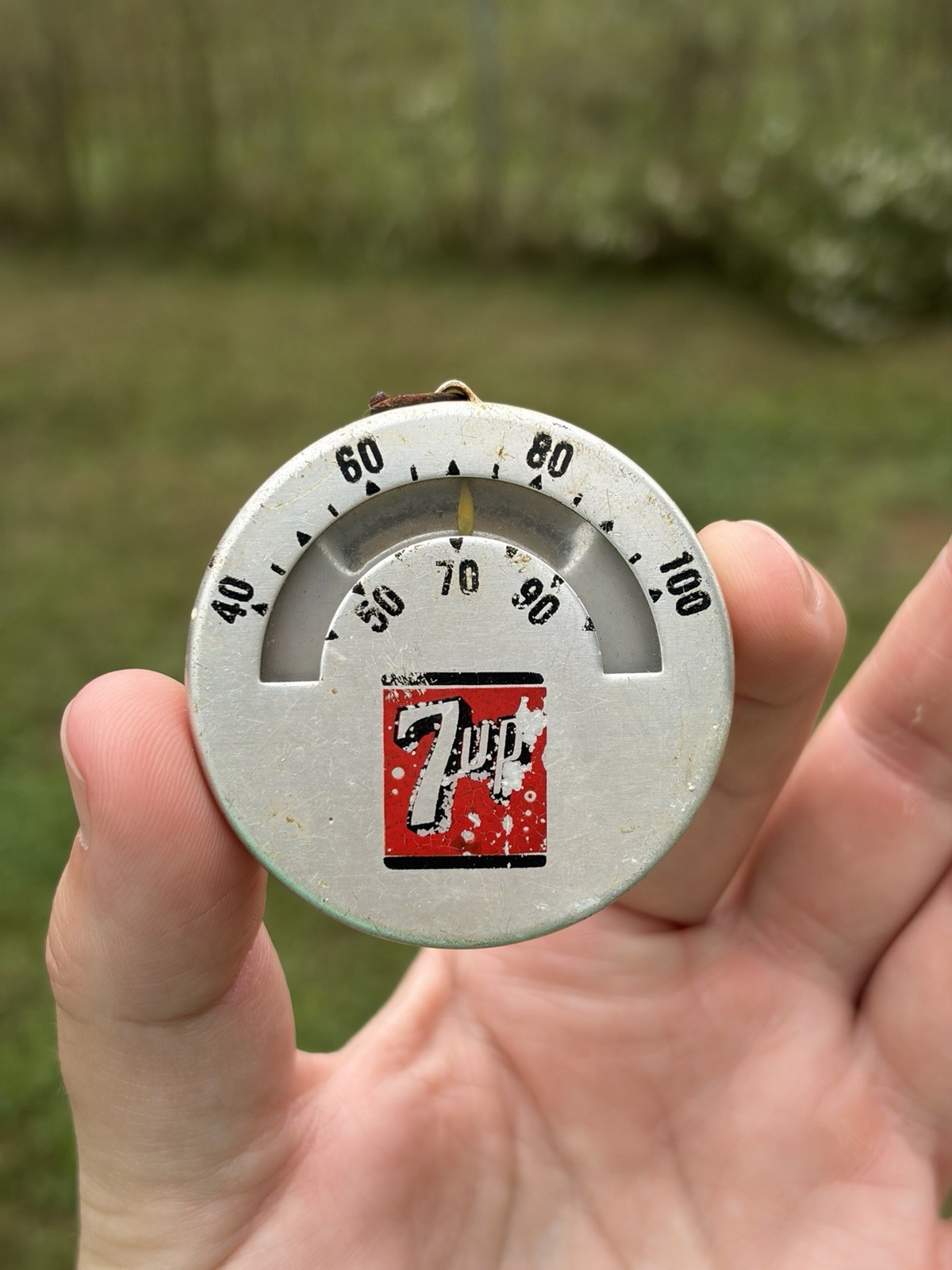 Vintage 7up Soda Pocket Thermometer 2” Keychain Dial Sign Advertising Works Rare Vintage 7up Soda Pocket Thermometer 2” Keychain Dial Sign Advertising Works Rare