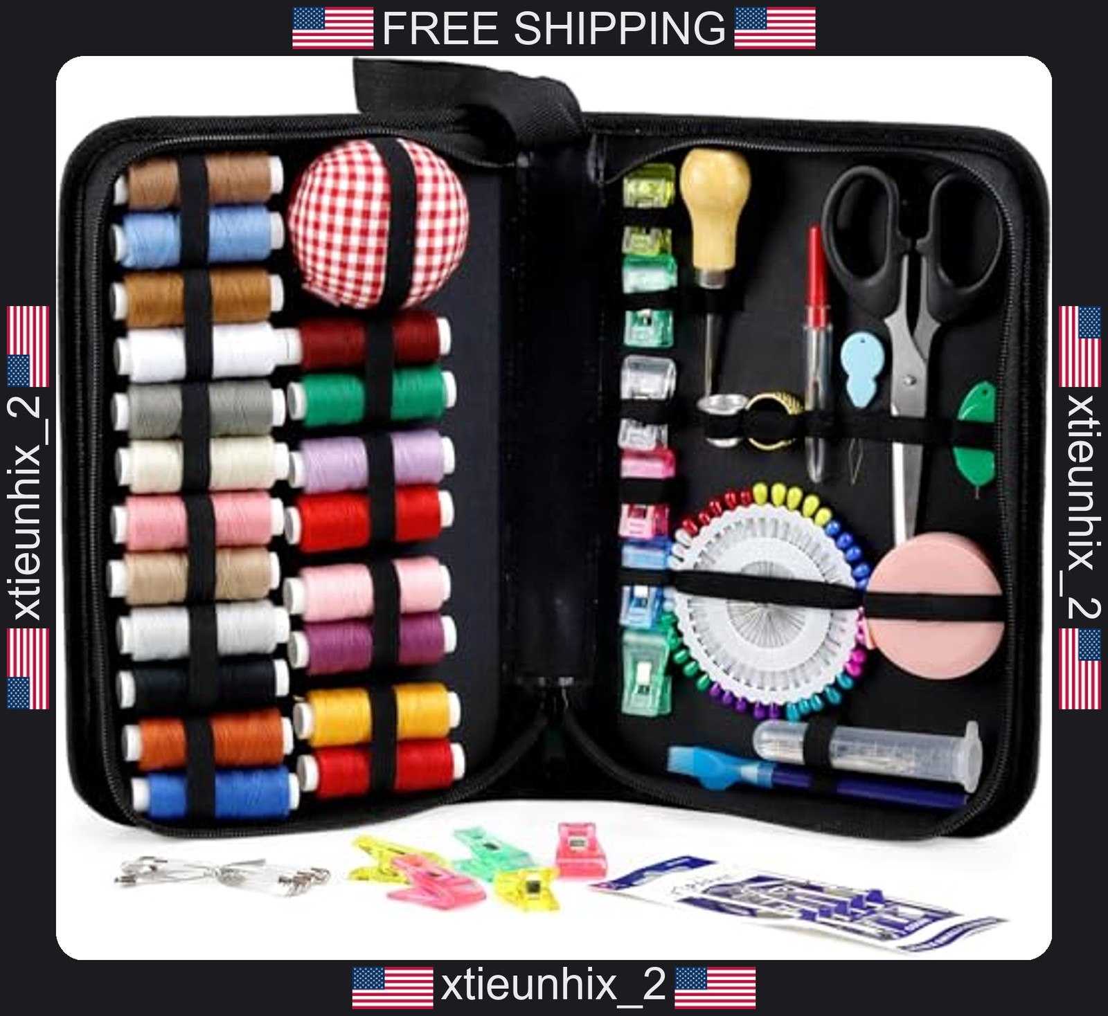 Sewing Kit 120pcs with Threads Needles Scissors and Storage Case Sewing Kit 120pcs with Threads Needles Scissors and Storage Case