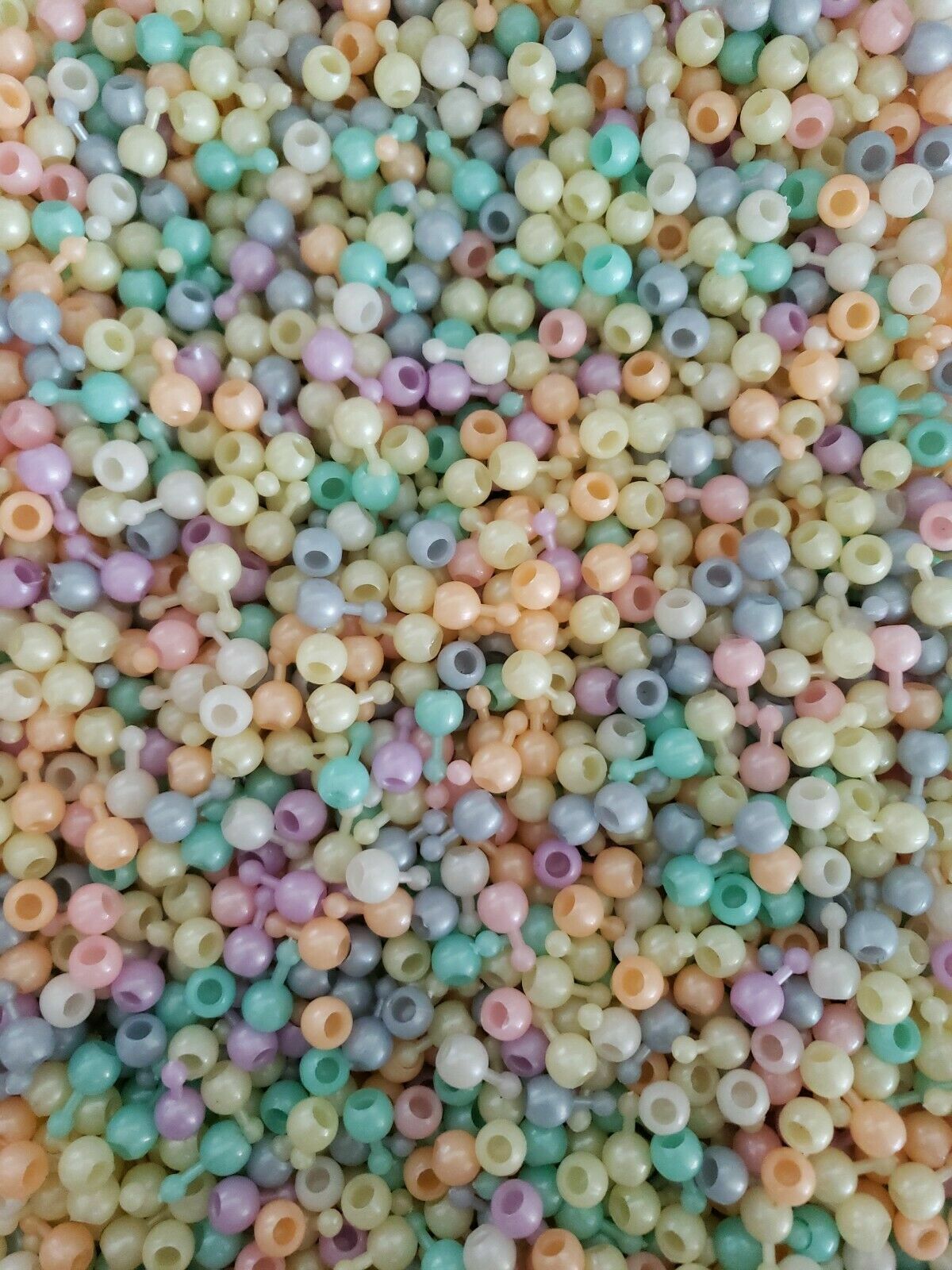 Vintage 1970's Pop Beads  About 3 ounce Bag of Pink Pastels Orange