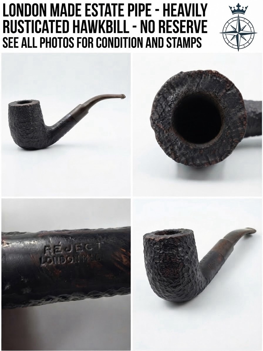 Vintage London Made Estate Pipe – Heavily Rusticated Hawkbill / Cherrywood Briar Vintage London Made Estate Pipe – Heavily Rusticated Hawkbill / Cherrywood Briar