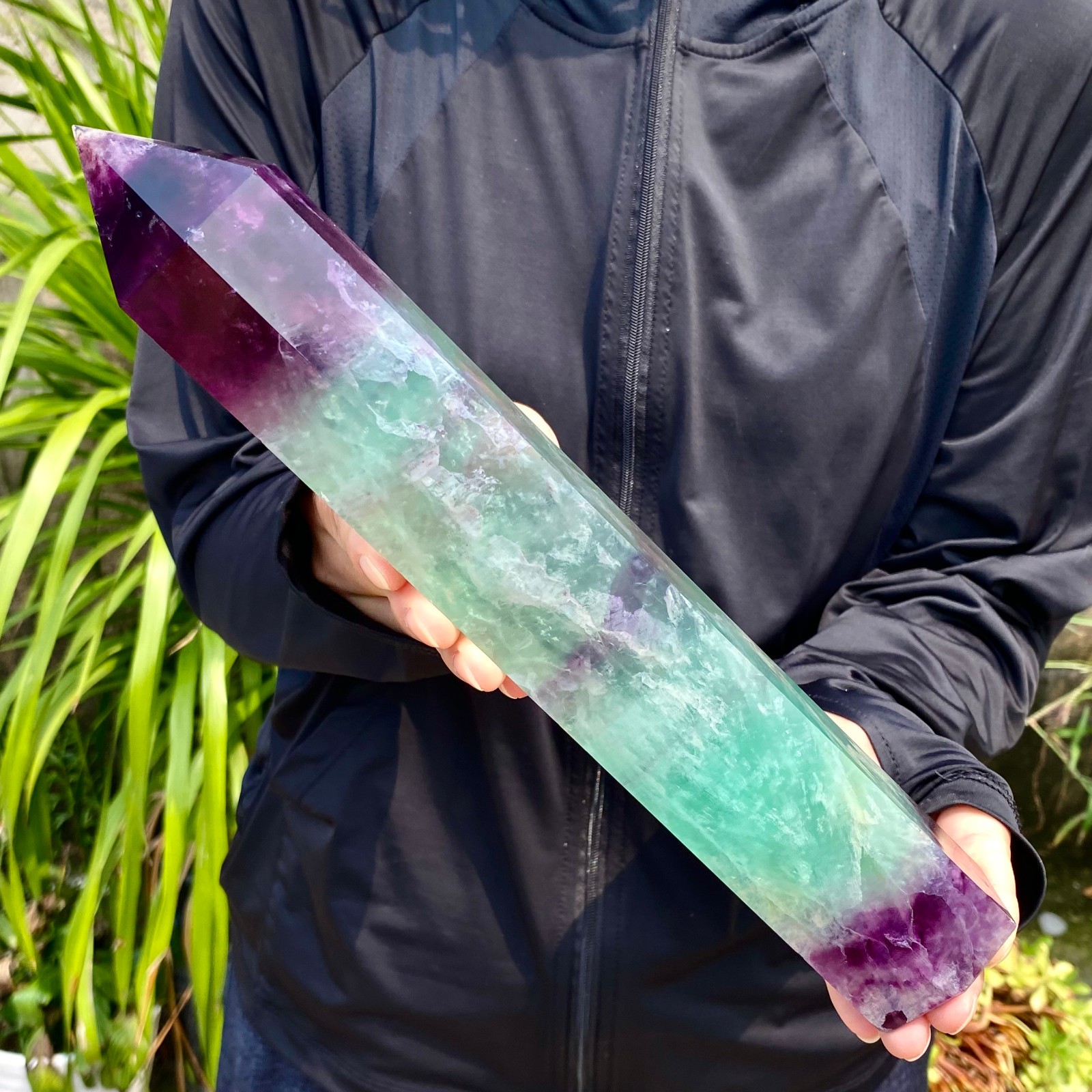 3.21LB Natural Fluorite Crystal Column Magic Wand Obelisk Point Earth Healing 3.21LB Natural Fluorite Crystal Column Magic Wand Obelisk Point Earth Healing