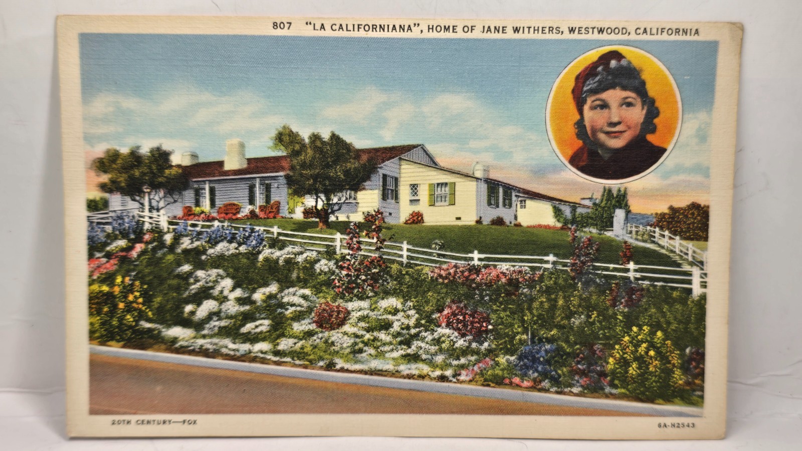 Vintage Jane Withers Linen Postcard La Californiana Home Westwood CA Unposted Vintage Jane Withers Linen Postcard La Californiana Home Westwood CA Unposted