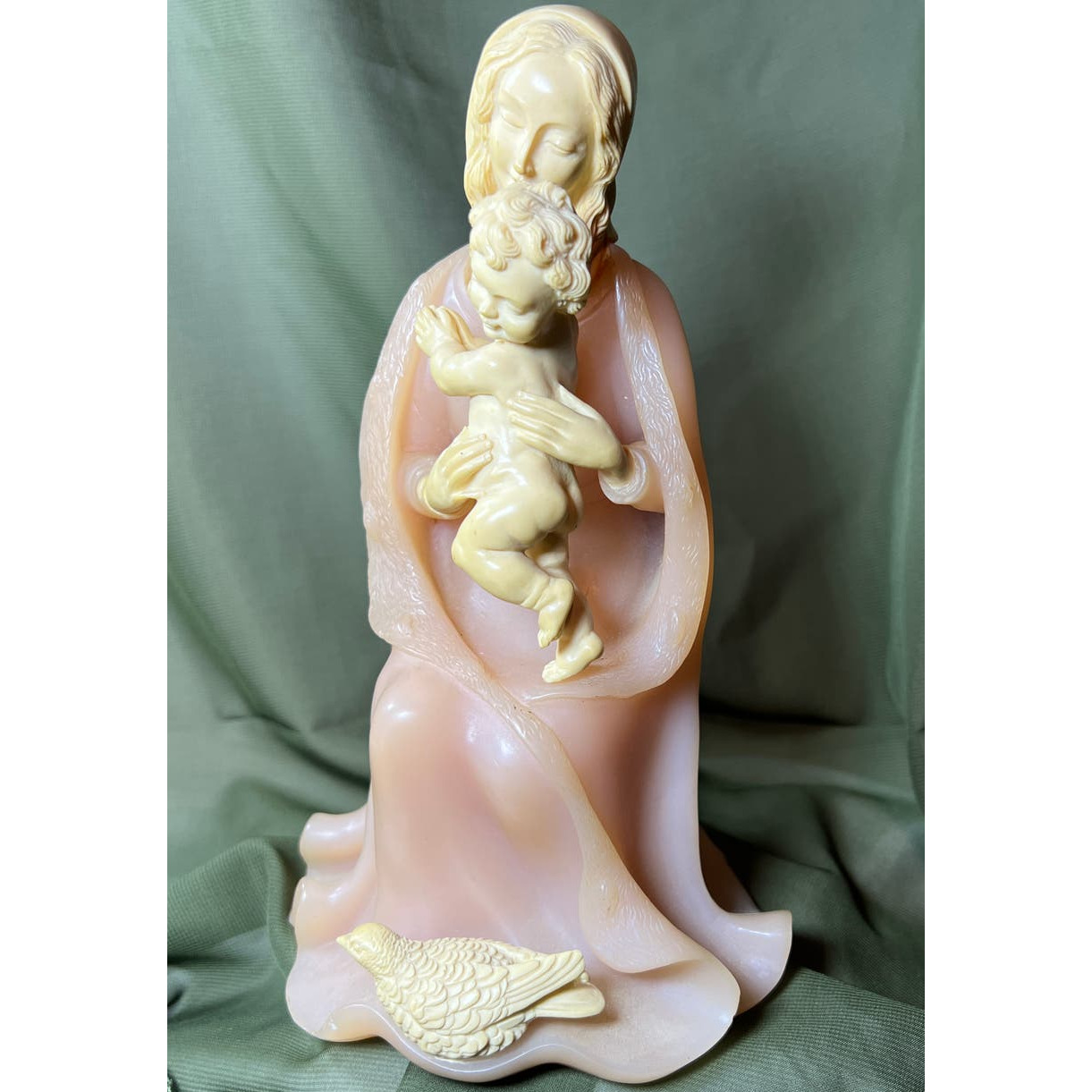Gino Ruggeri Pink Madonna Mary Jesus Child Statue Figurine Bianchi Italy