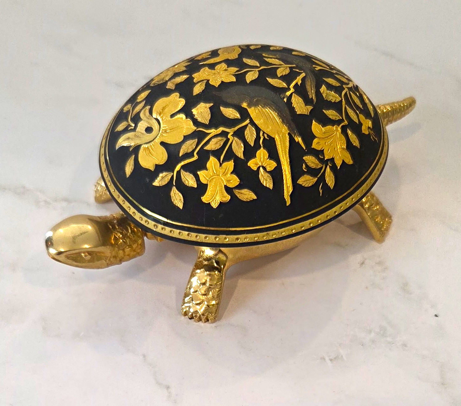 Vntg BOJ Eibar Spain Damascene Turtle Desk Bell - Mechanical Wind-Up Vntg BOJ Eibar Spain Damascene Turtle Desk Bell - Mechanical Wind-Up